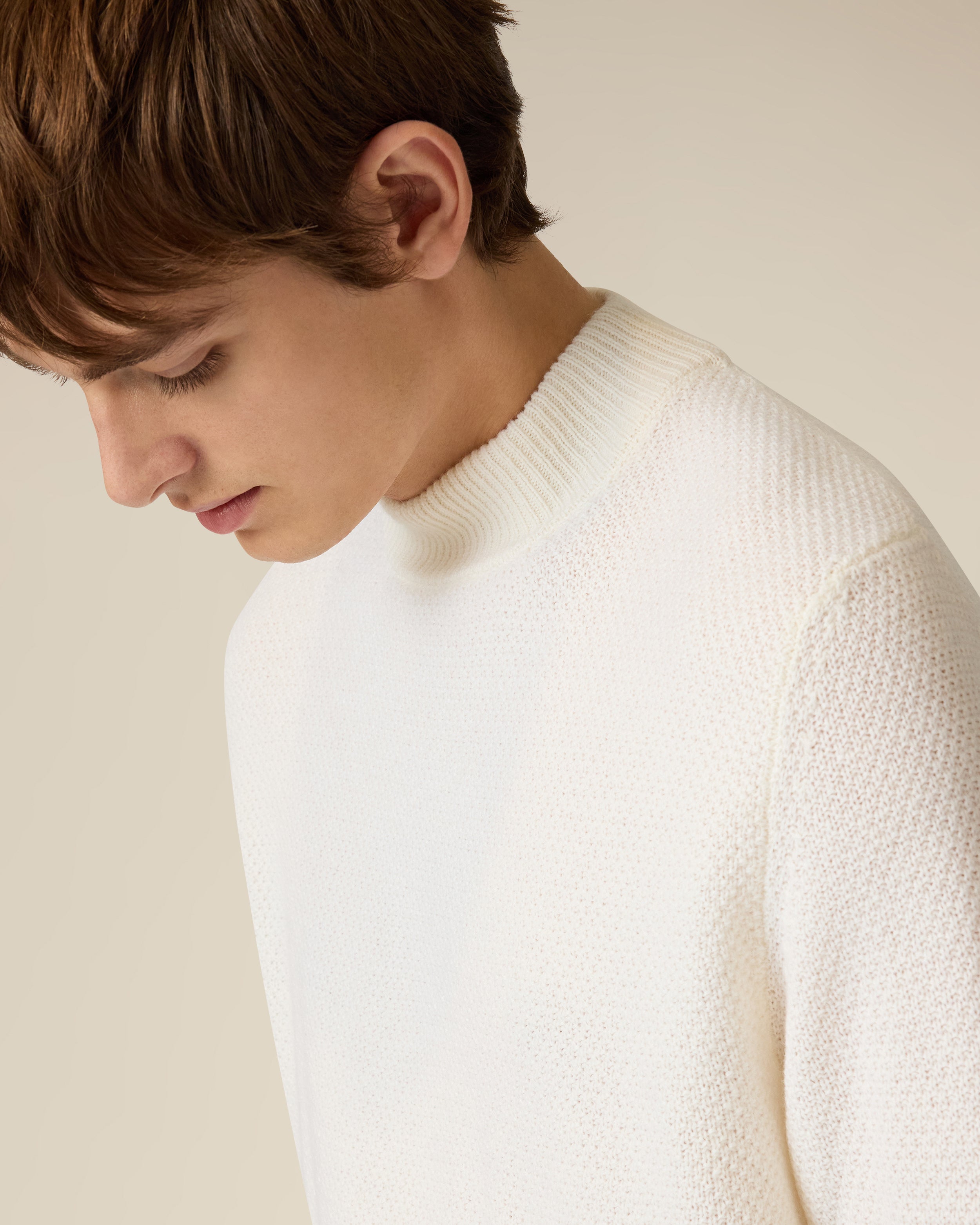 Cream long-sleeve knitted crew-neck CREAM/GREY Lardini 3