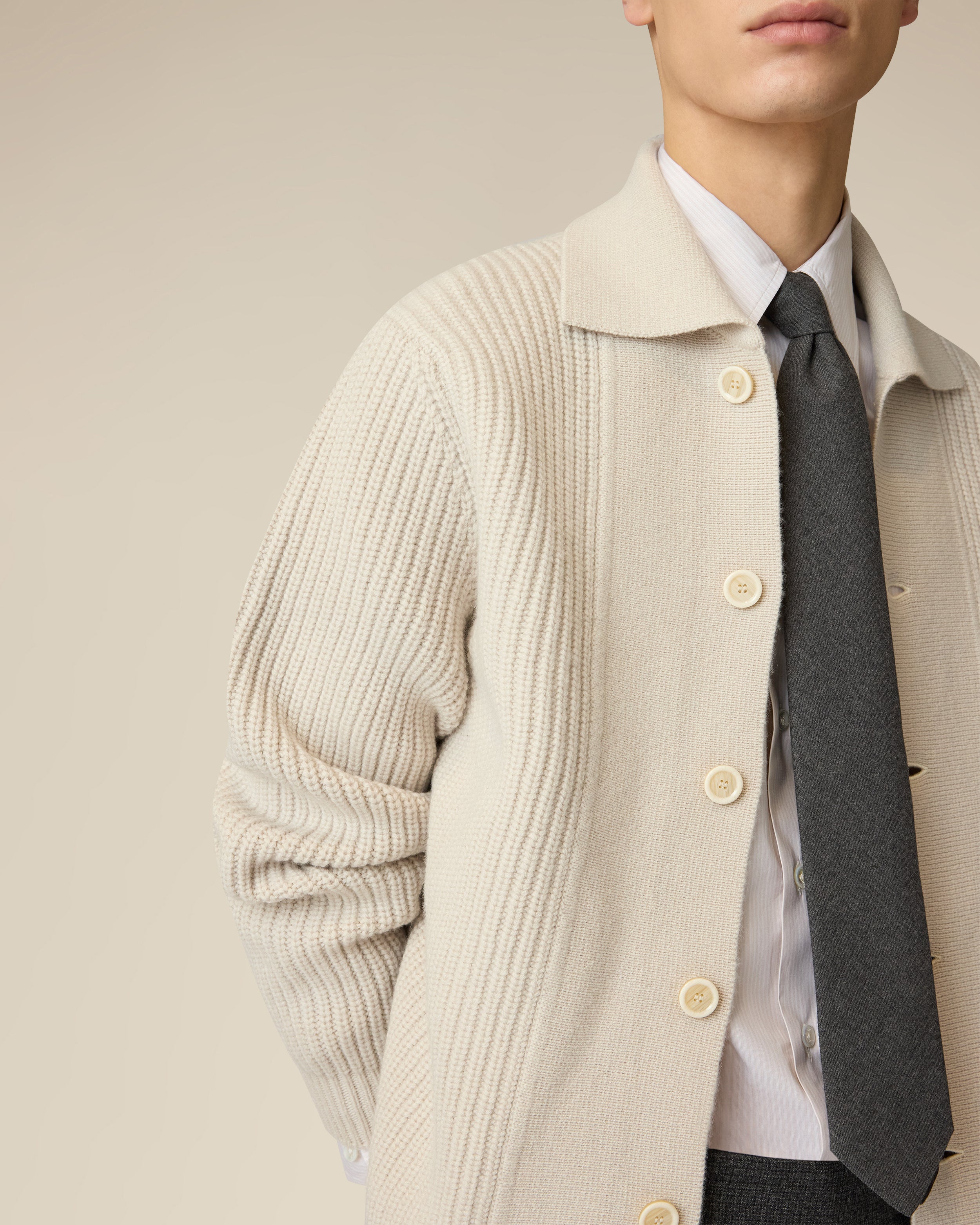 Cream wool and cashmere cardigan CREAM Lardini 3