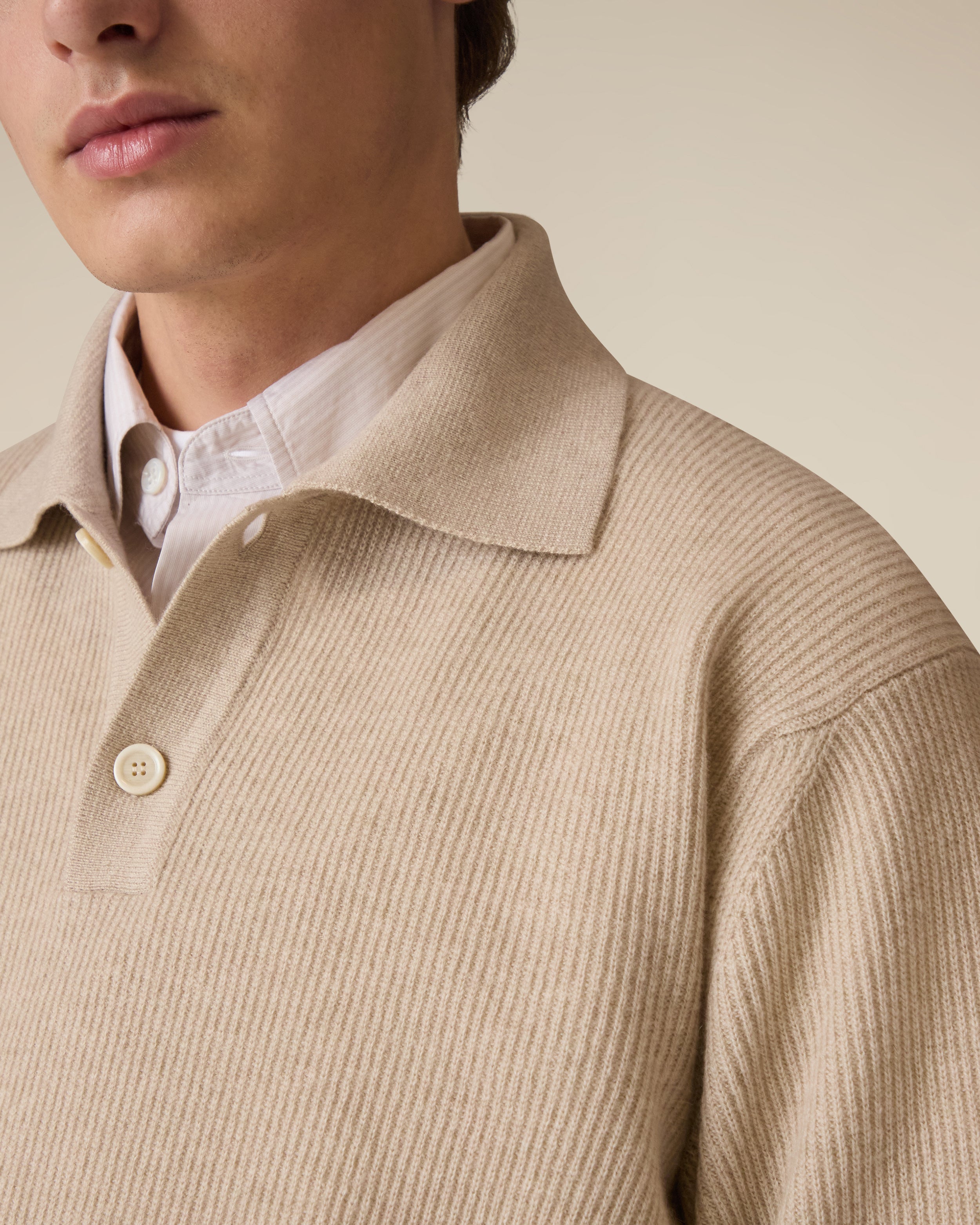 Beige polo in wool and cashmere BEIGE Lardini 4