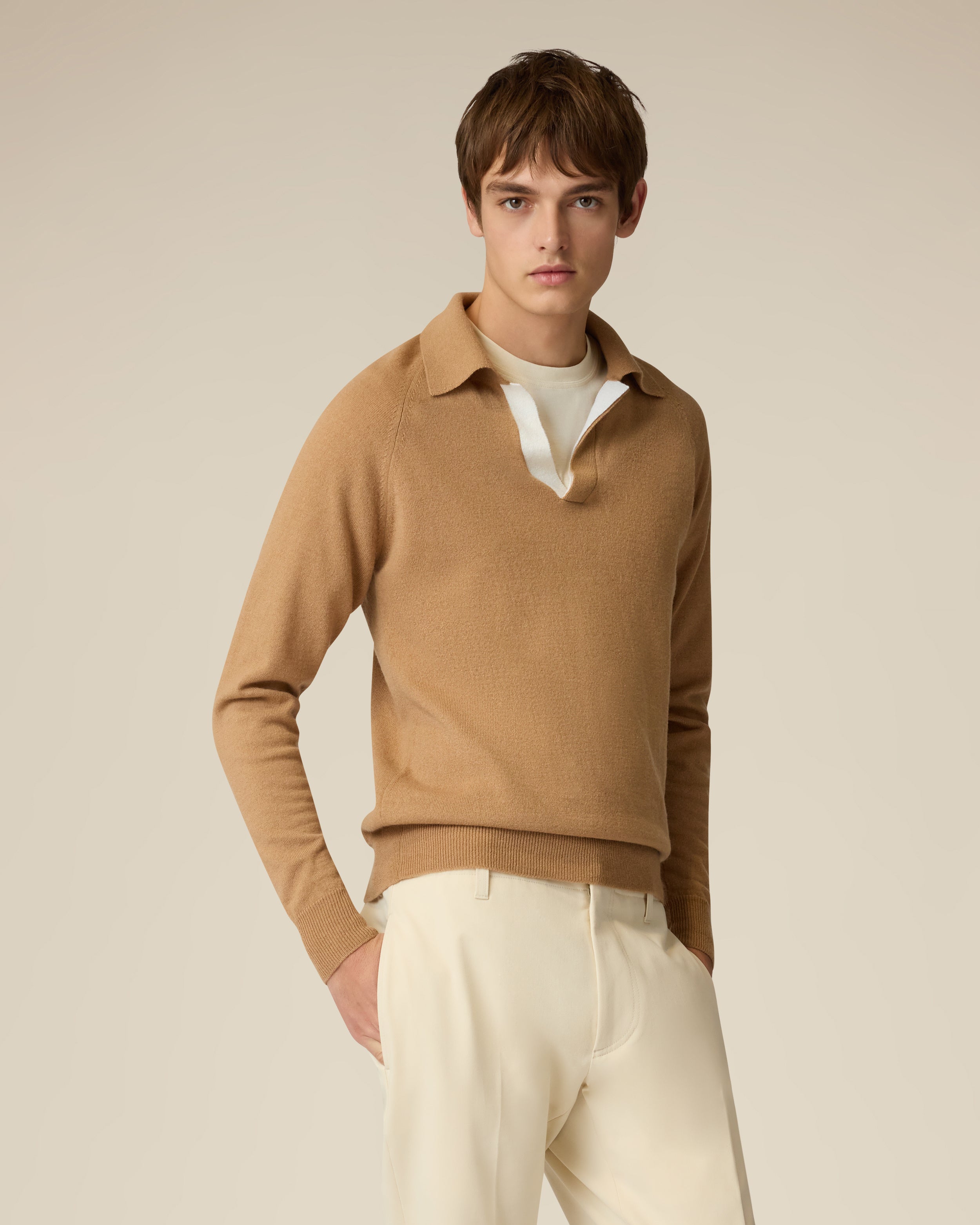Beige and cream wool and cashmere polo BEIGE/CREAM Lardini 4