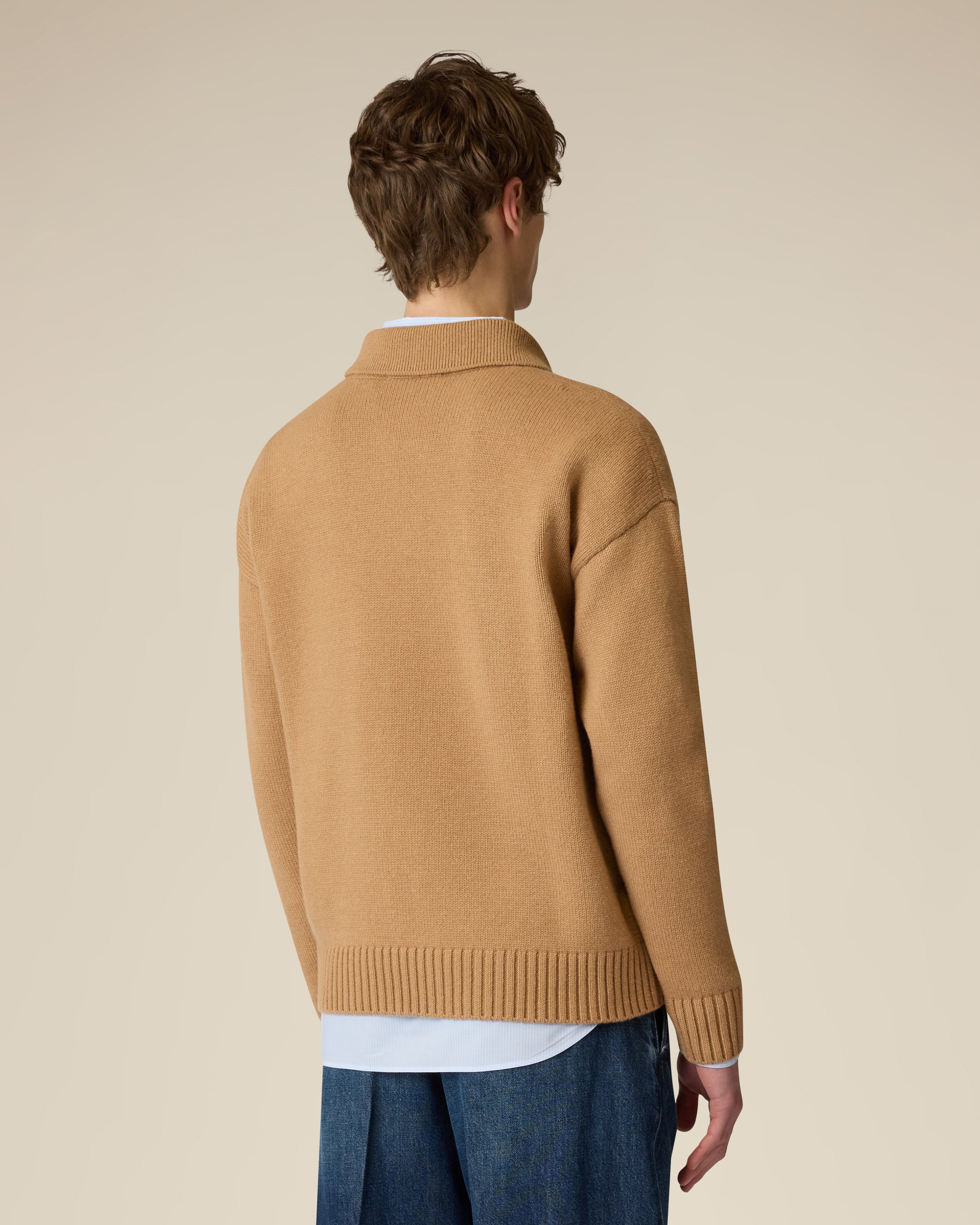 Beige knitted polo with black jacquard flower GREY/BLACK Lardini 5