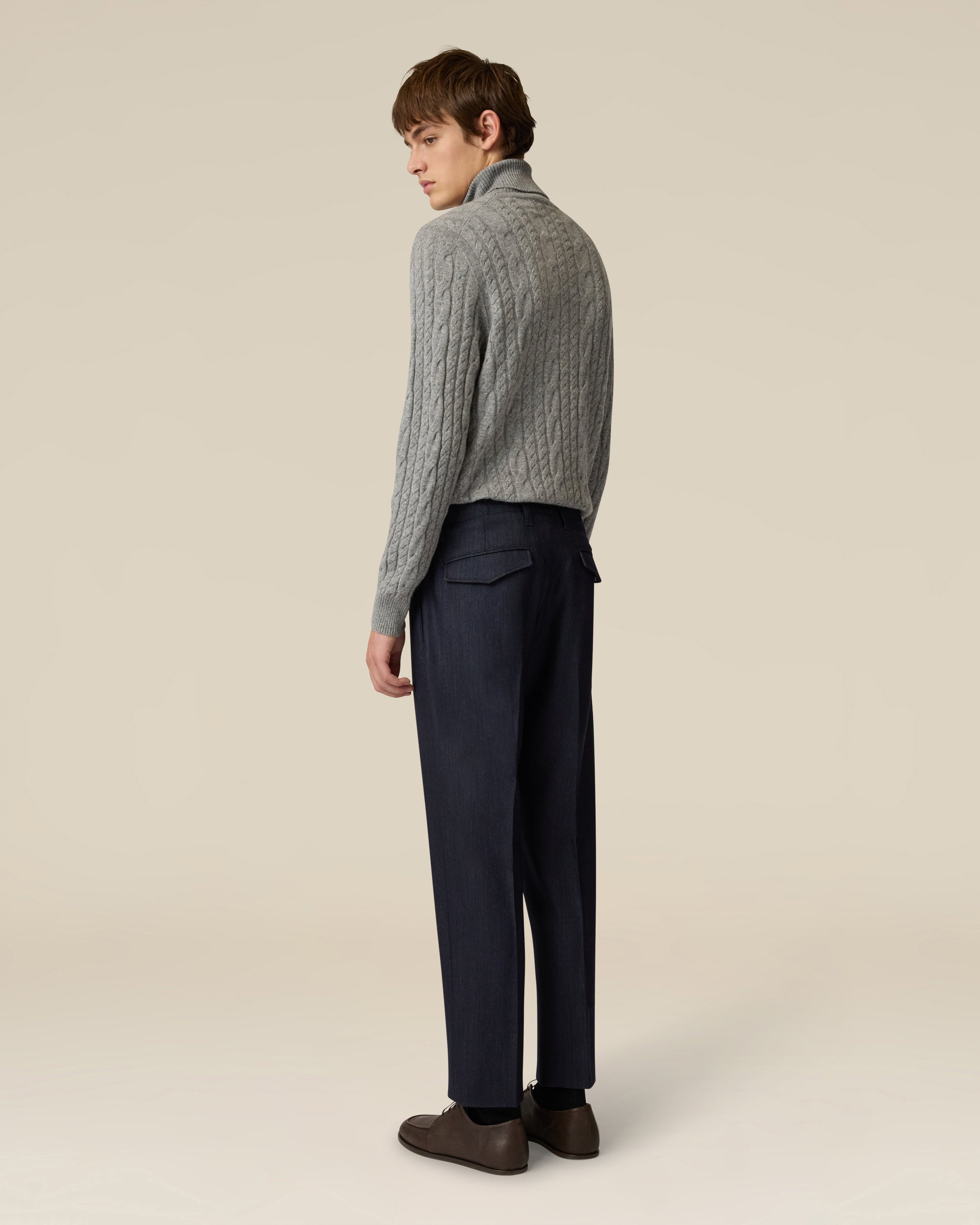 Blue flat-front trousers BLUE Lardini 5