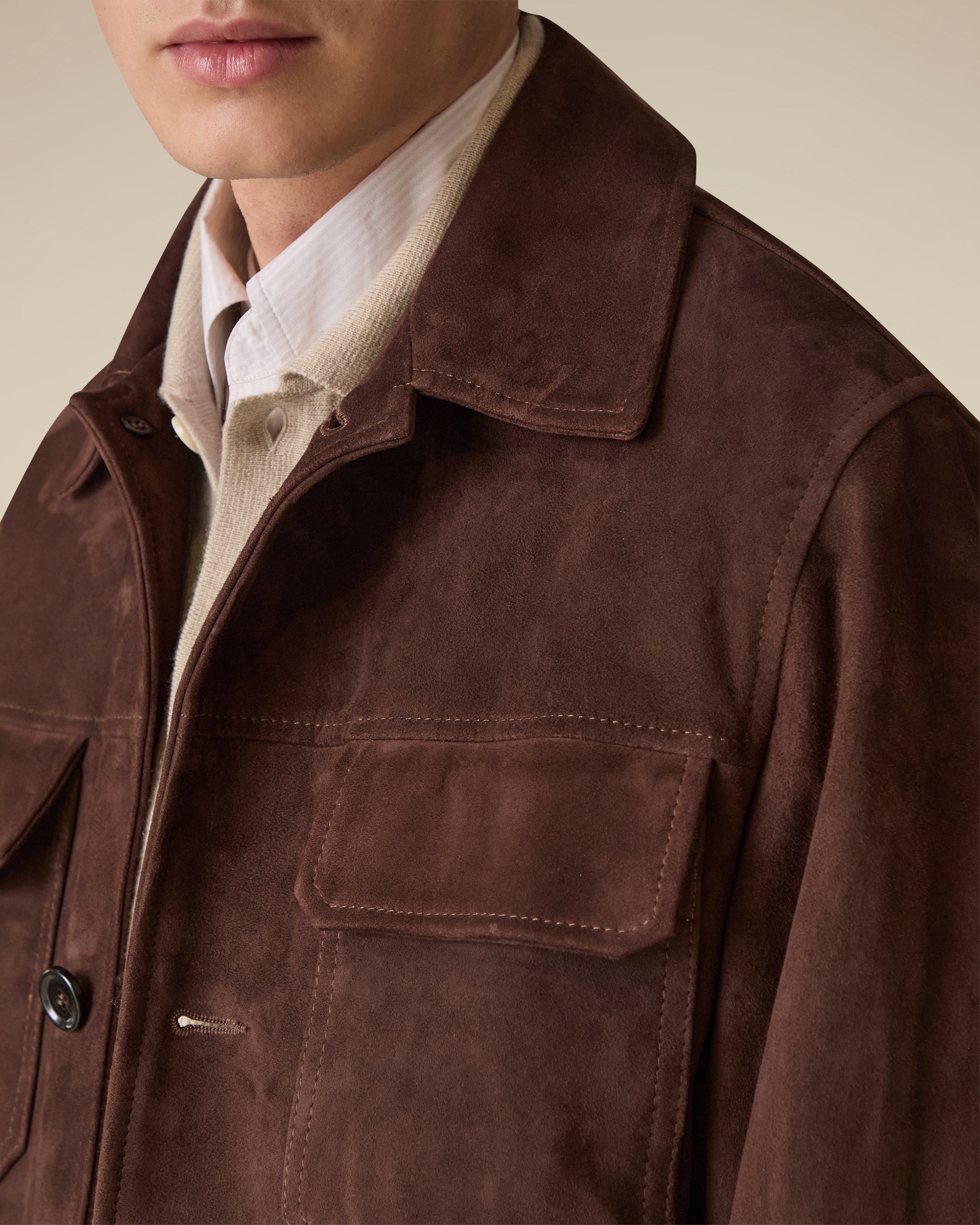 Blouson en daim marron BROWN Lardini 4