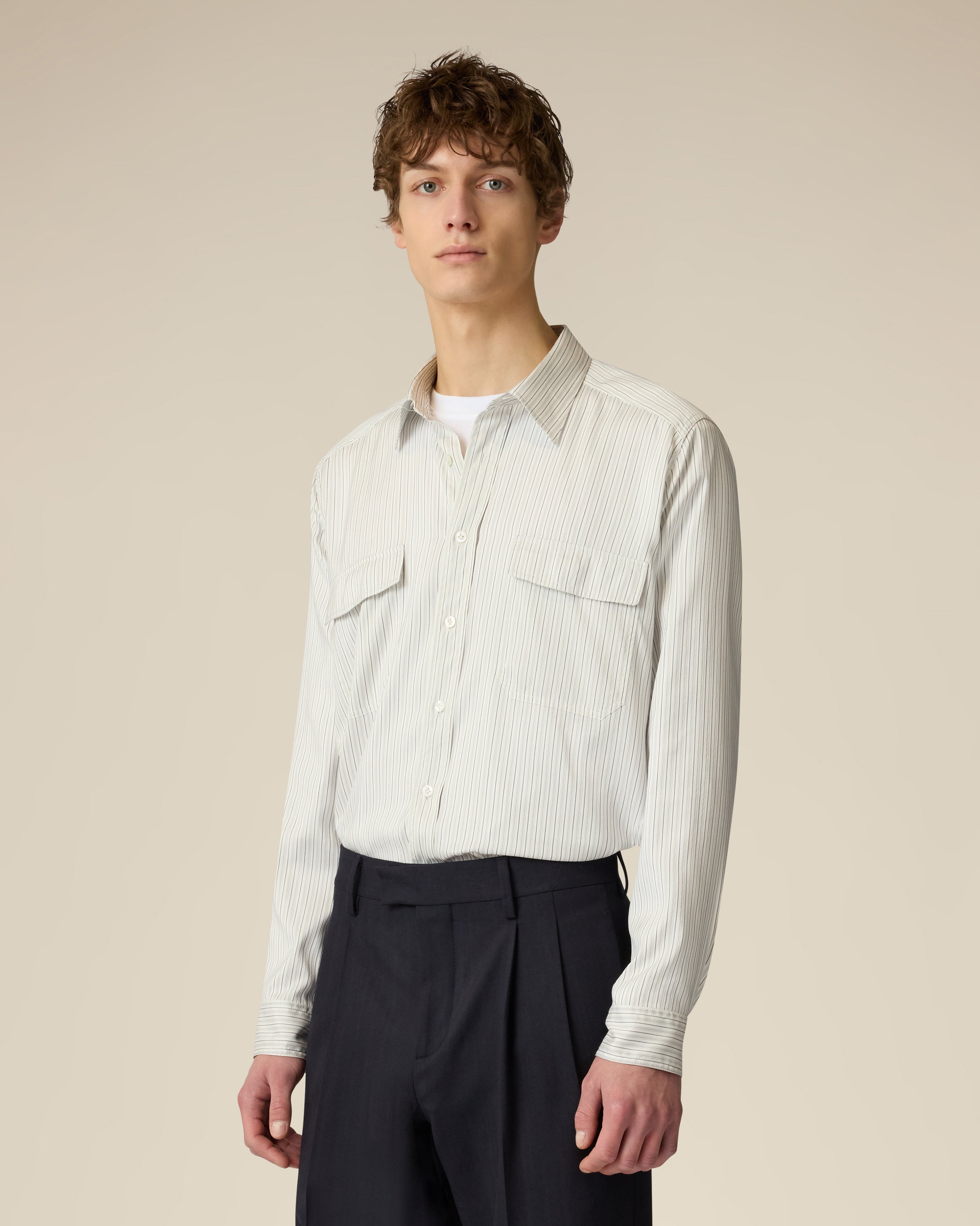 Relaxed-fit white shirt WHITE/BLUE Lardini 4
