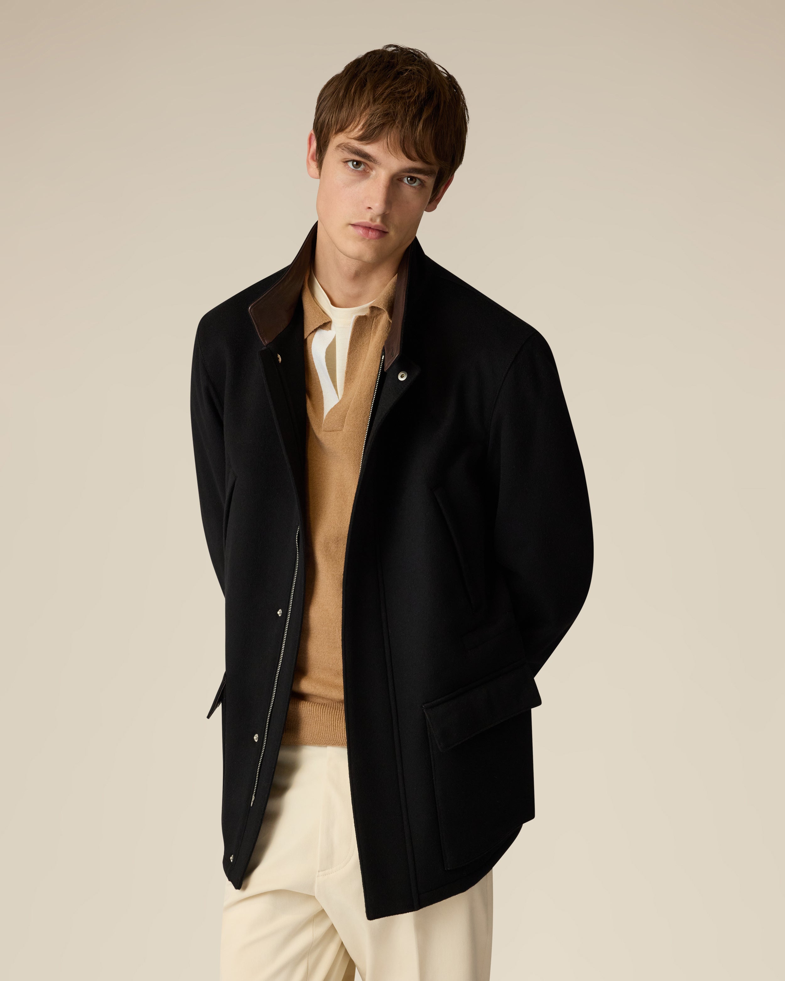 Black padded wool and cashmere field jacket BLACK Lardini 4