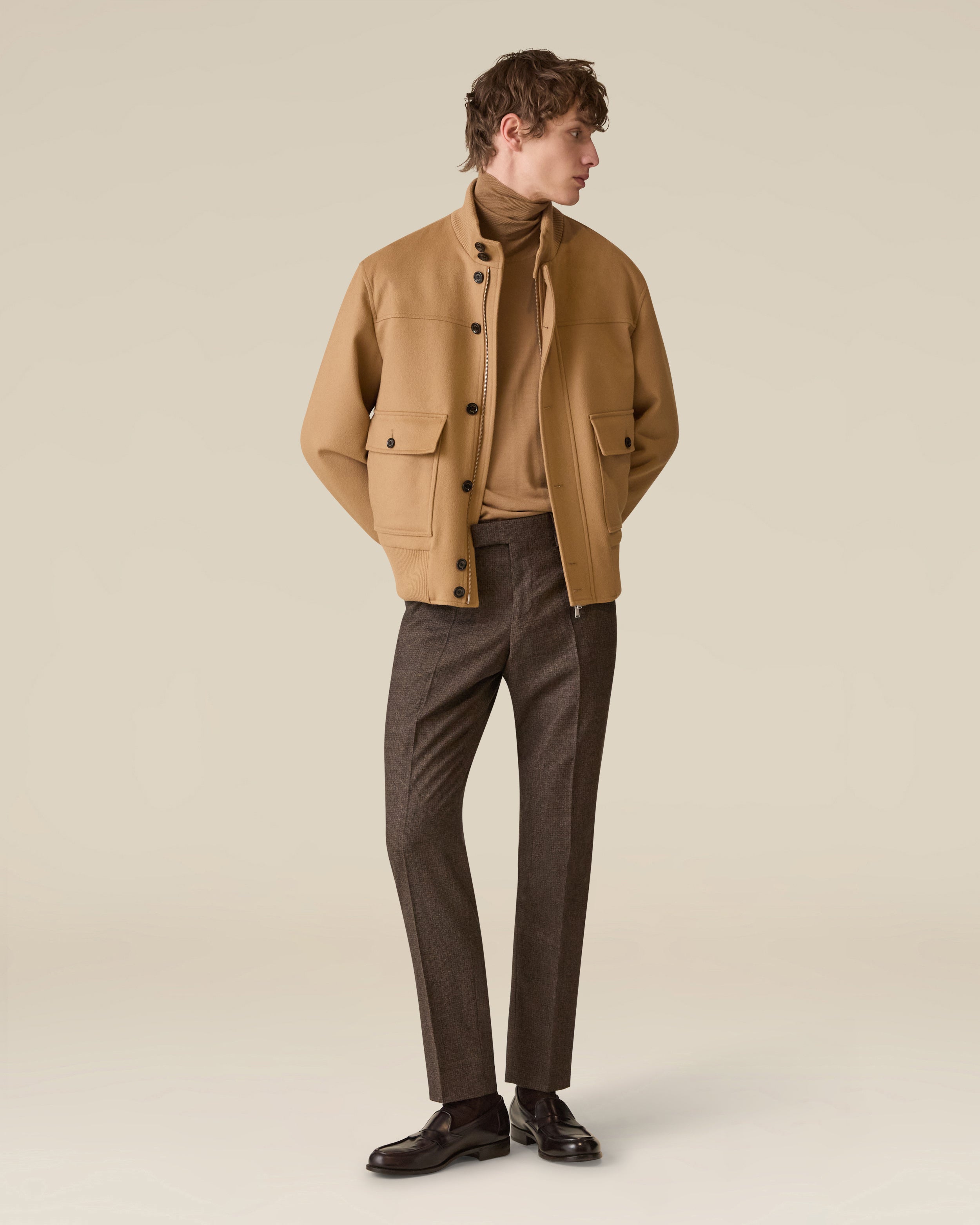 Padded jacket in camel wool and cashmere CAMEL Lardini 2