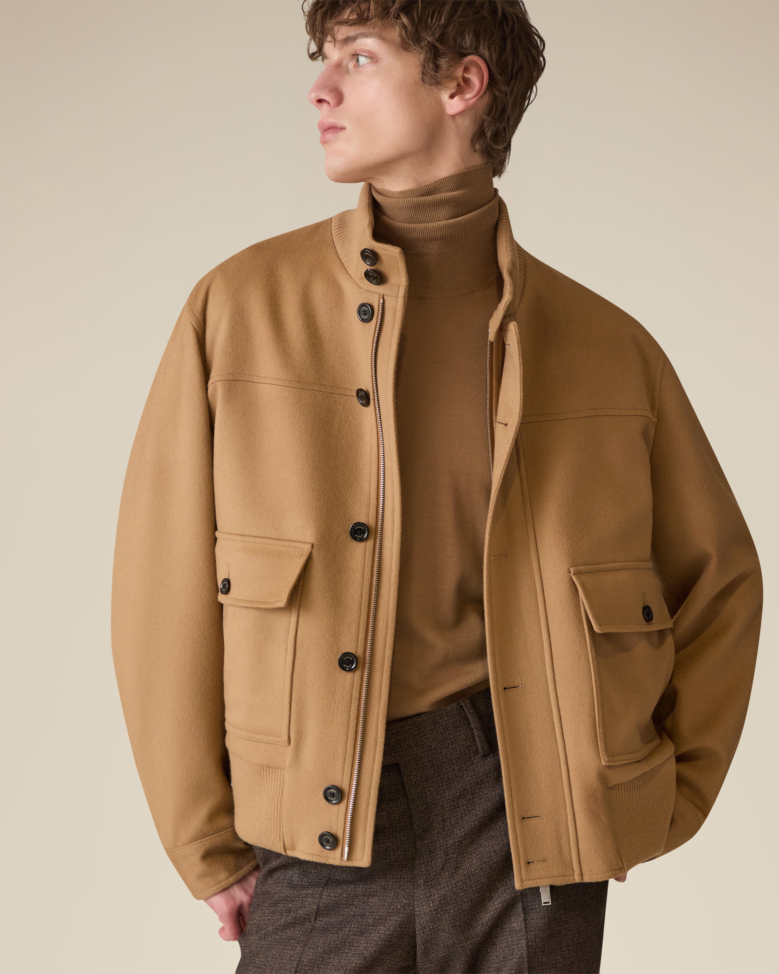 Padded jacket in camel wool and cashmere CAMEL Lardini 4