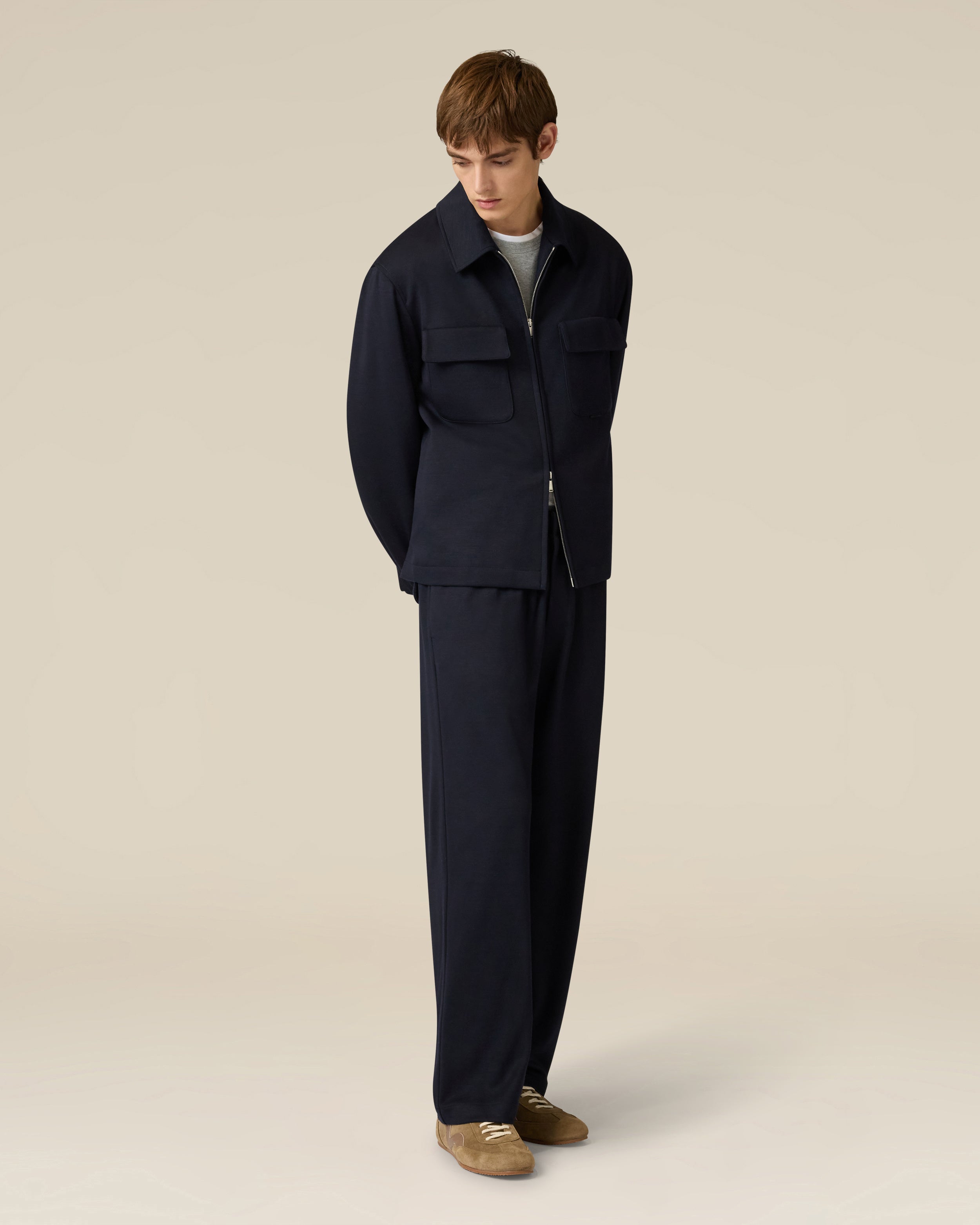 Blue wool and Tencel jersey trousers BLUE Lardini 2