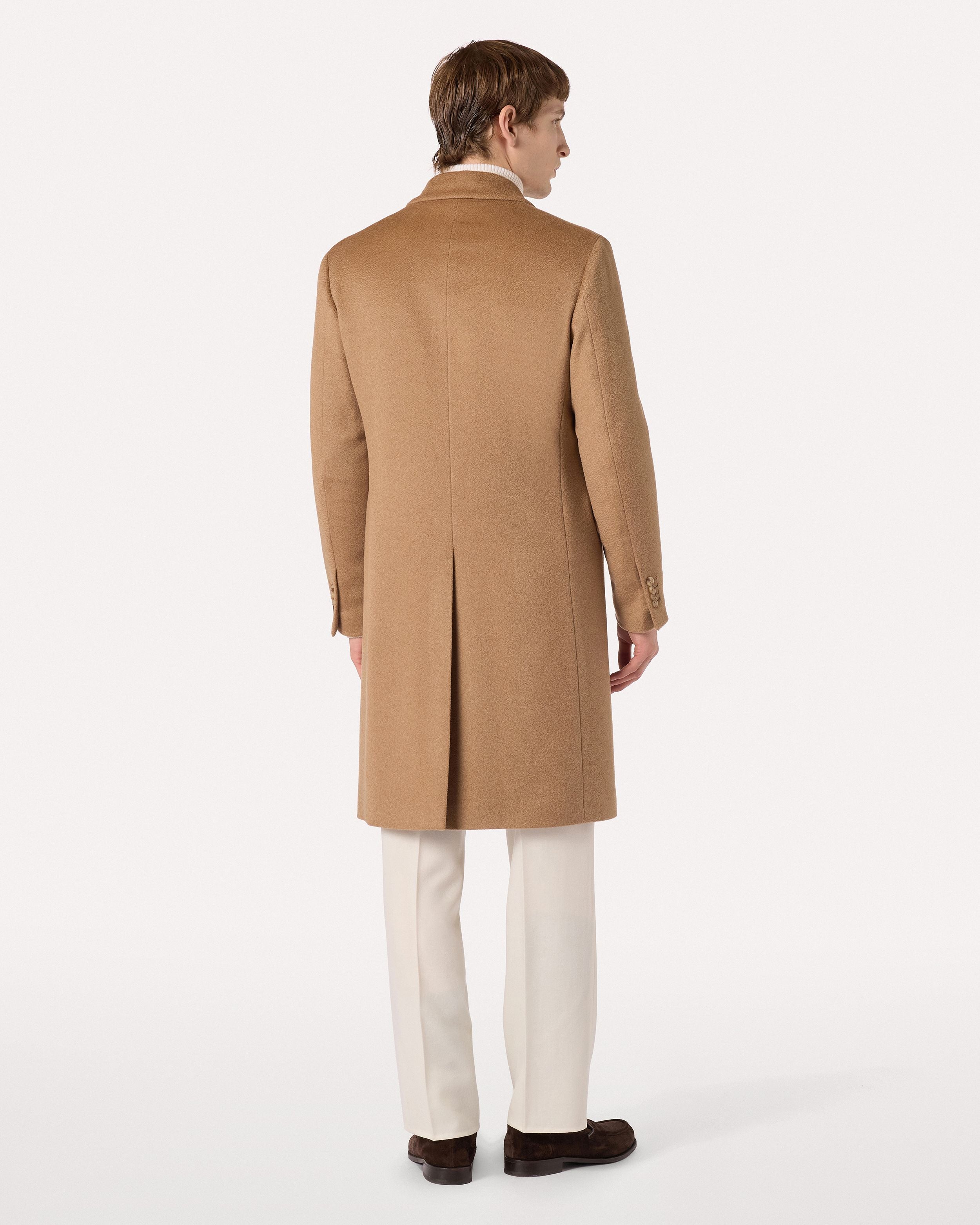 Cappotto doppiopetto nocciola in cammello zibellino HAZELNUT Lardini 5