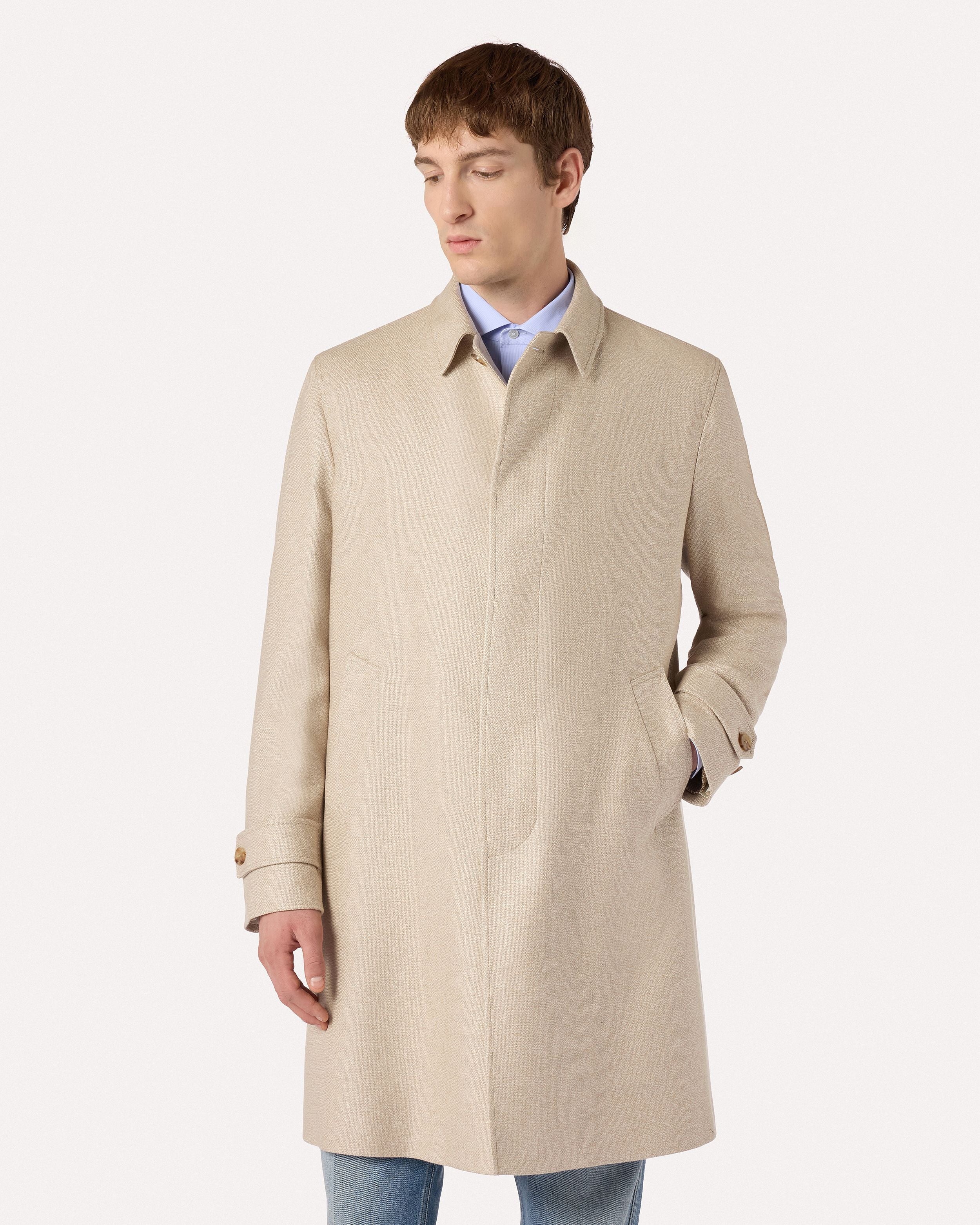 Trench color sabbia in cashmere e seta BEIGE/CAMEL Lardini 4