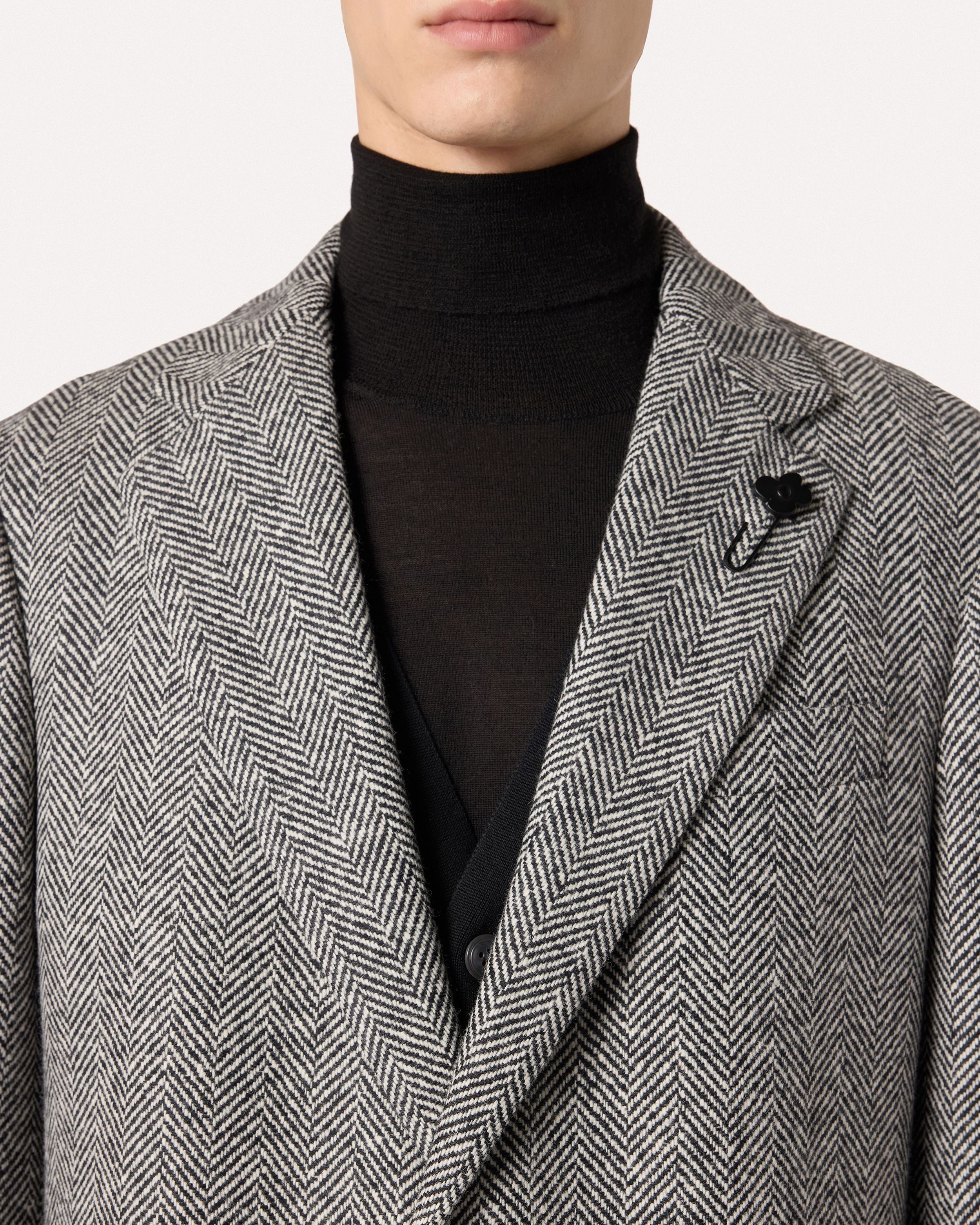 Cappotto panna e nero in tweed CREAM/BLACK Lardini 3