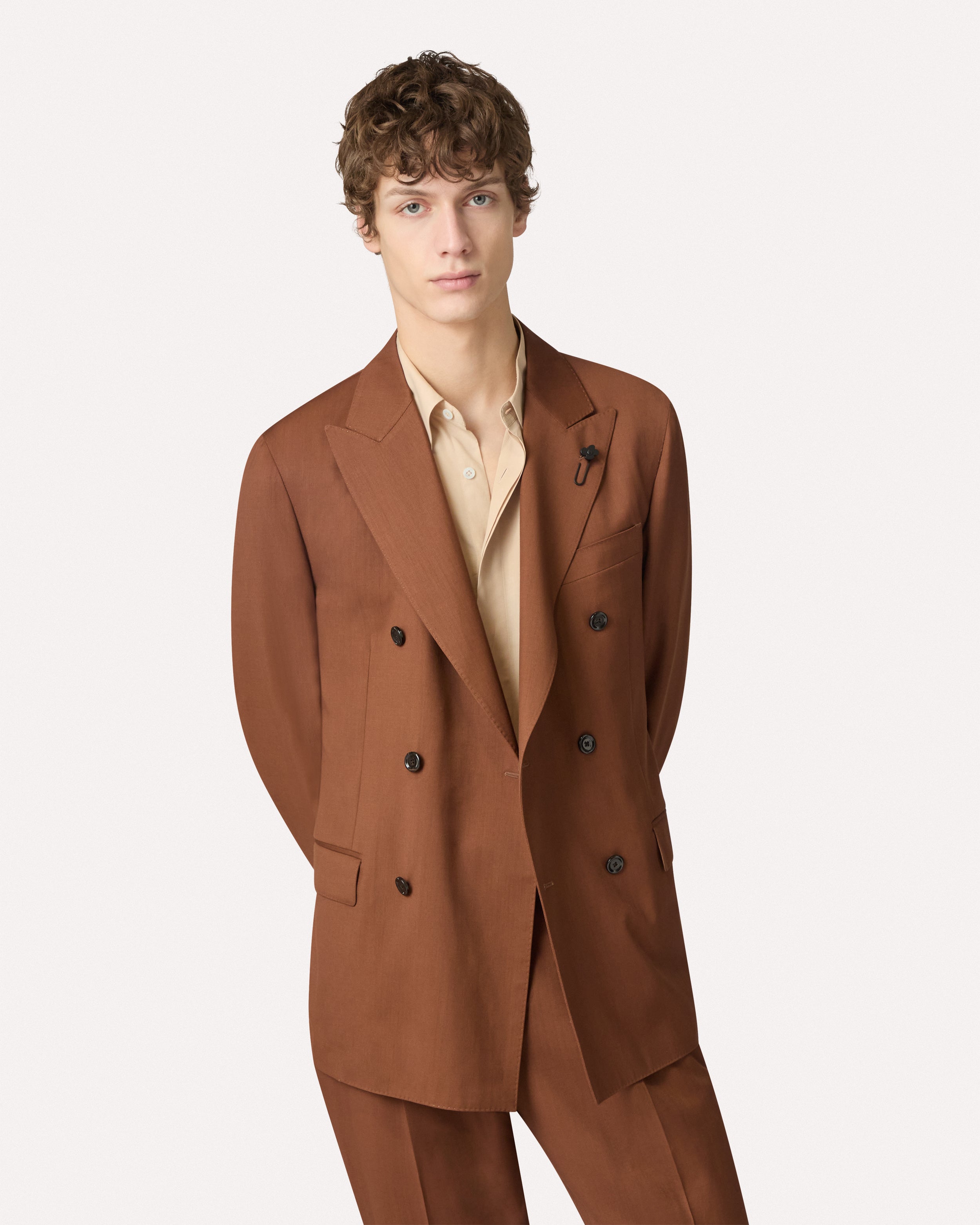 Brown double-breasted jacket BROWN/RUST Lardini 3