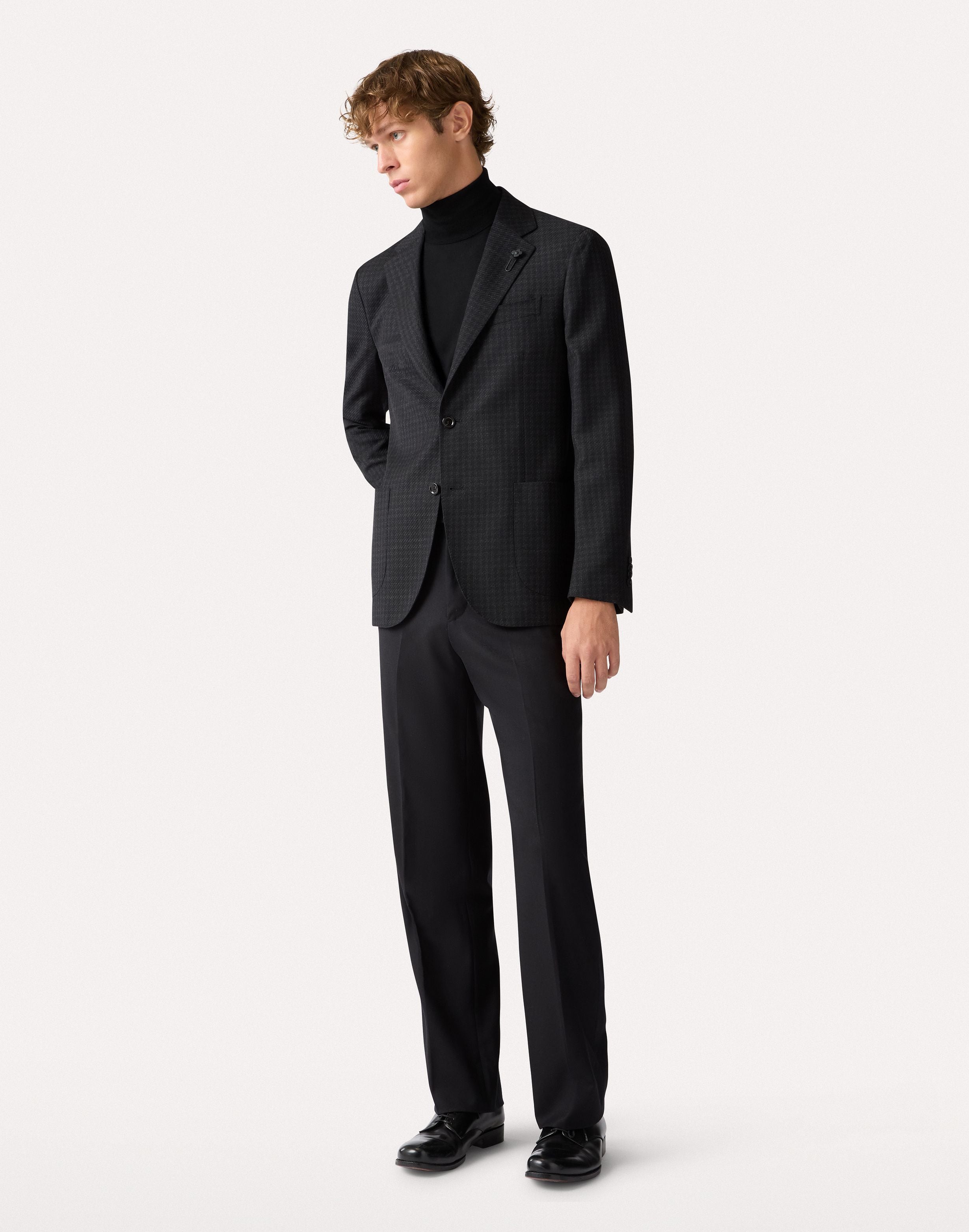 Pied de poule jacket in twisted wool, grey and blue GREY/BLUE Lardini 2