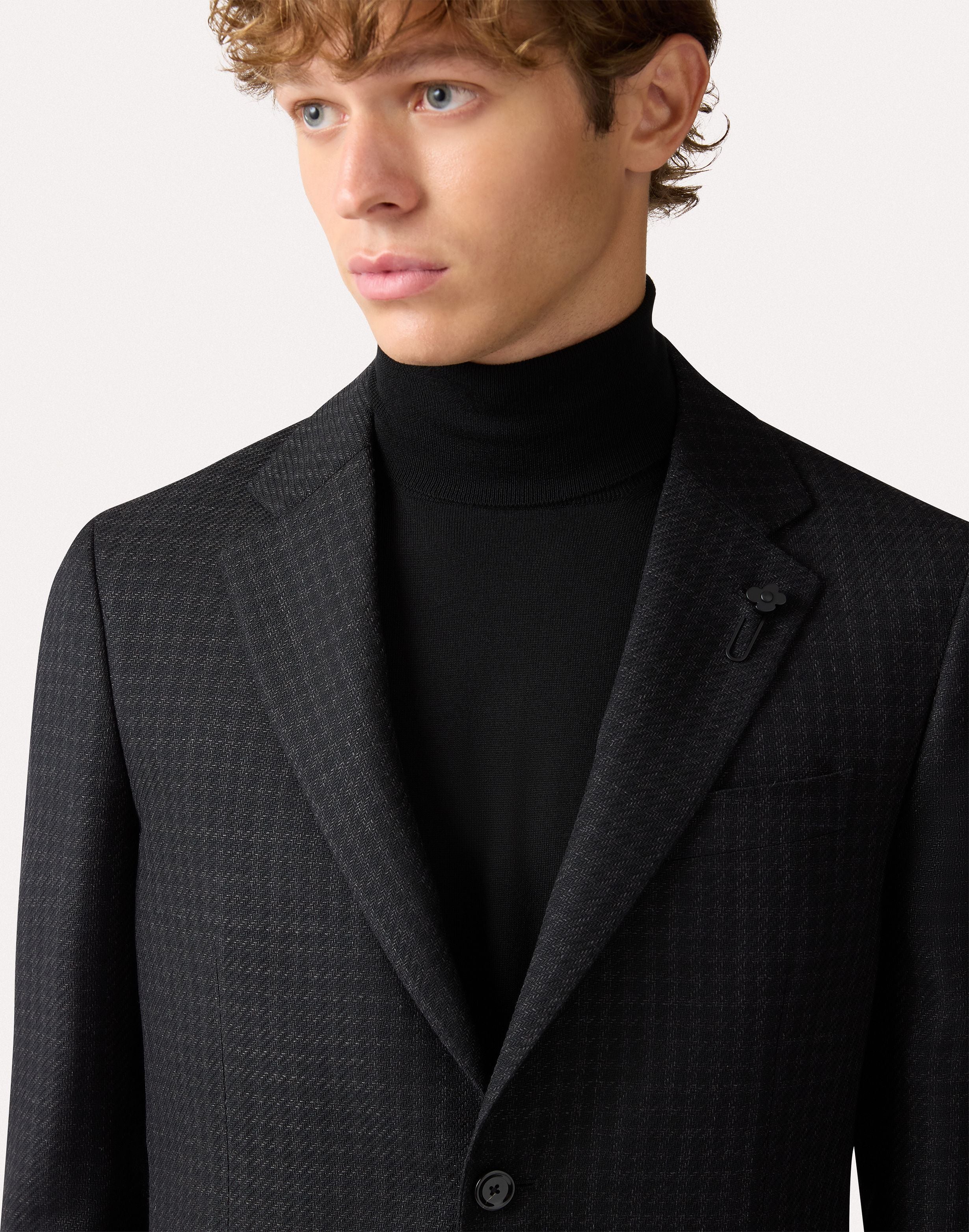 Pied de poule jacket in twisted wool, grey and blue GREY/BLUE Lardini 3