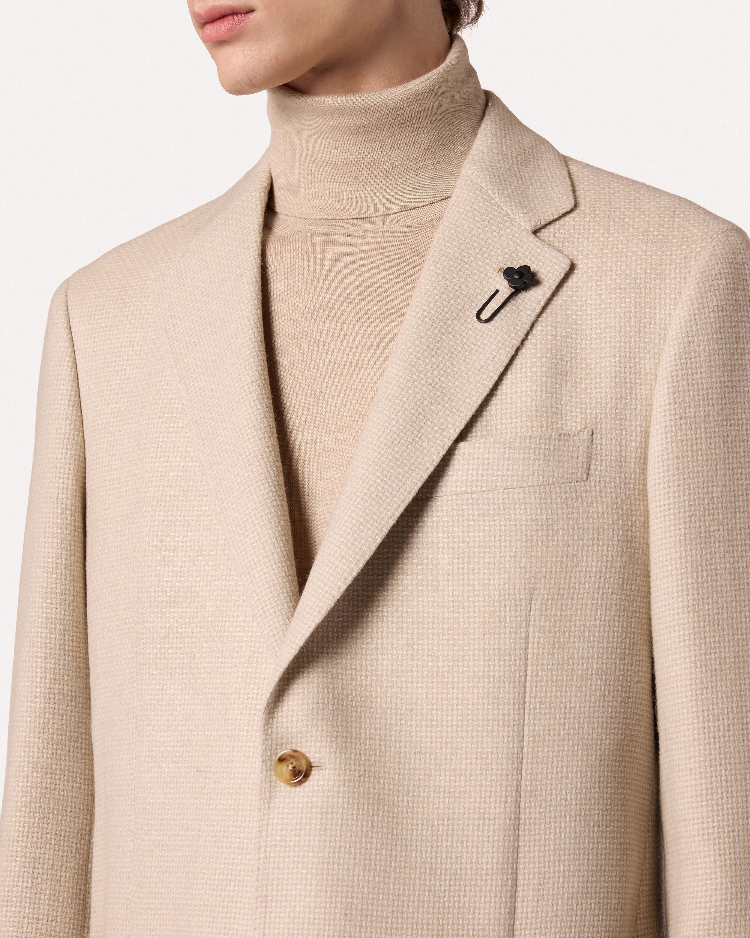 Giacca monopetto sabbia in lana CREAM Lardini 3
