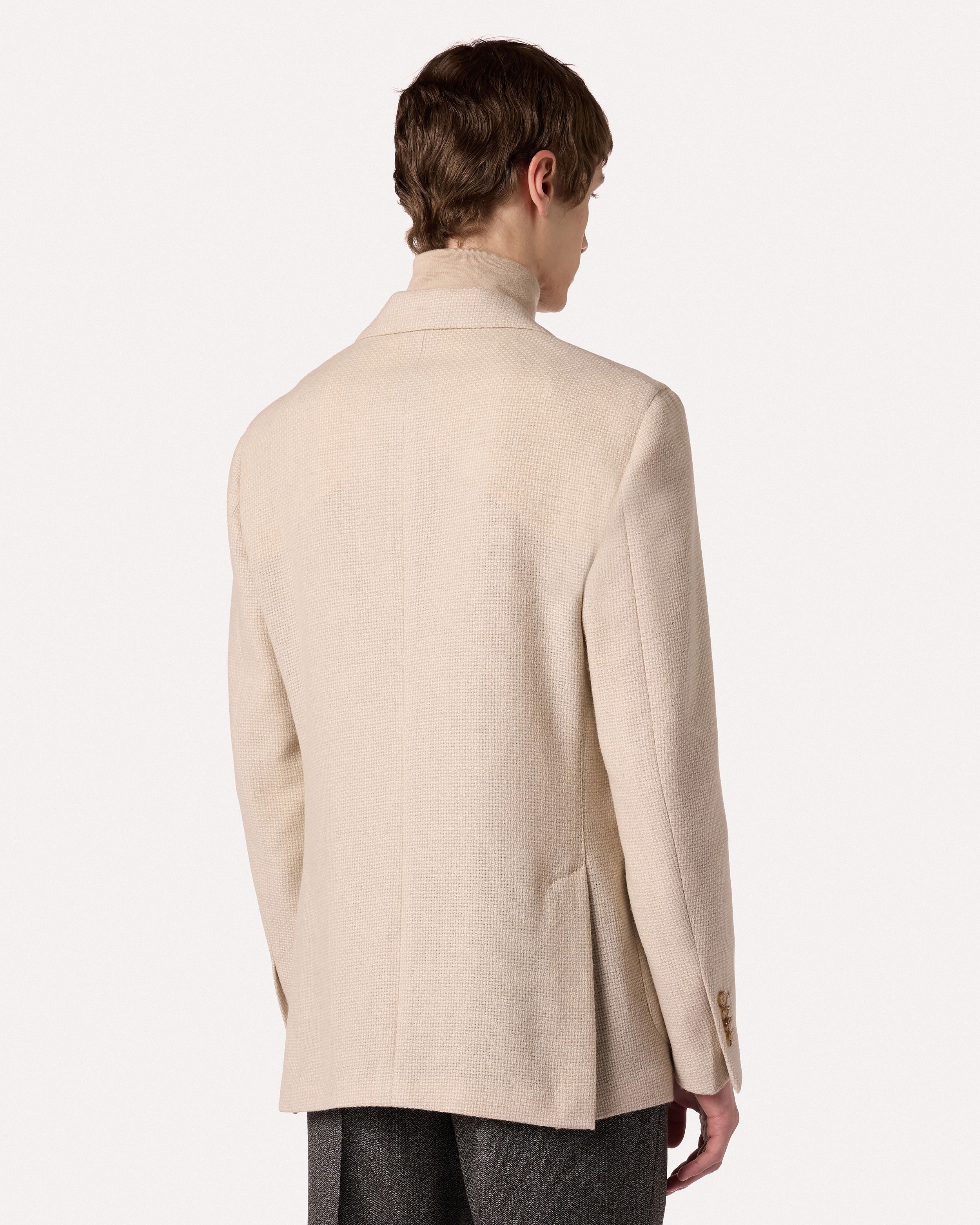 Giacca monopetto sabbia in lana CREAM Lardini 5
