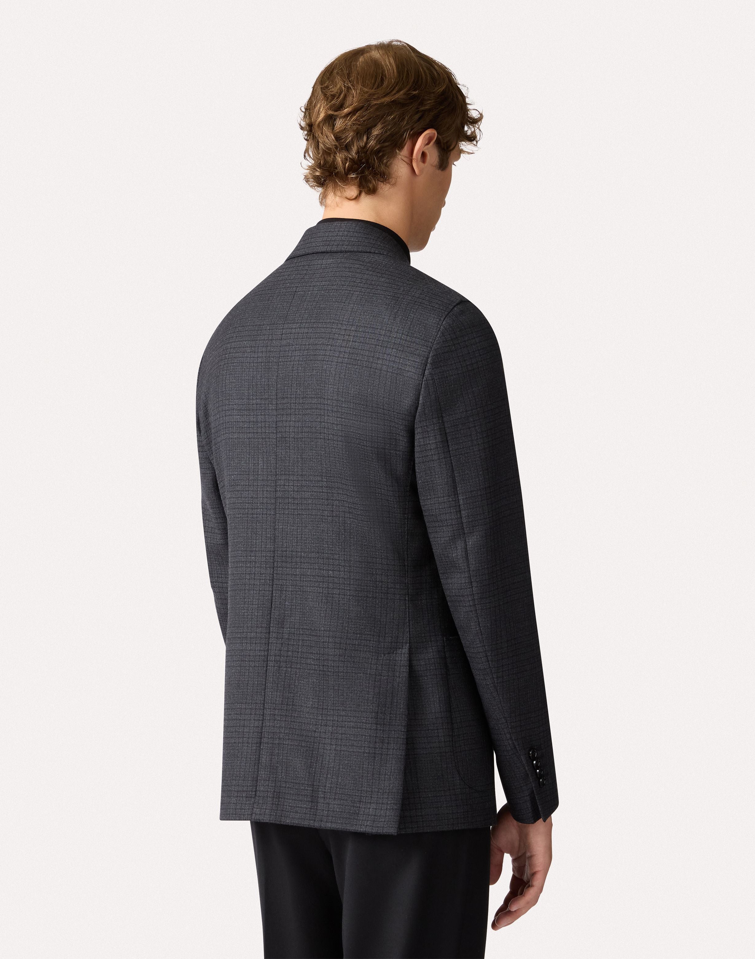Graublaue Jacke aus Prince-of-Wales-Wolle mit natürlichem Stretch GREY/BLUE Lardini 5