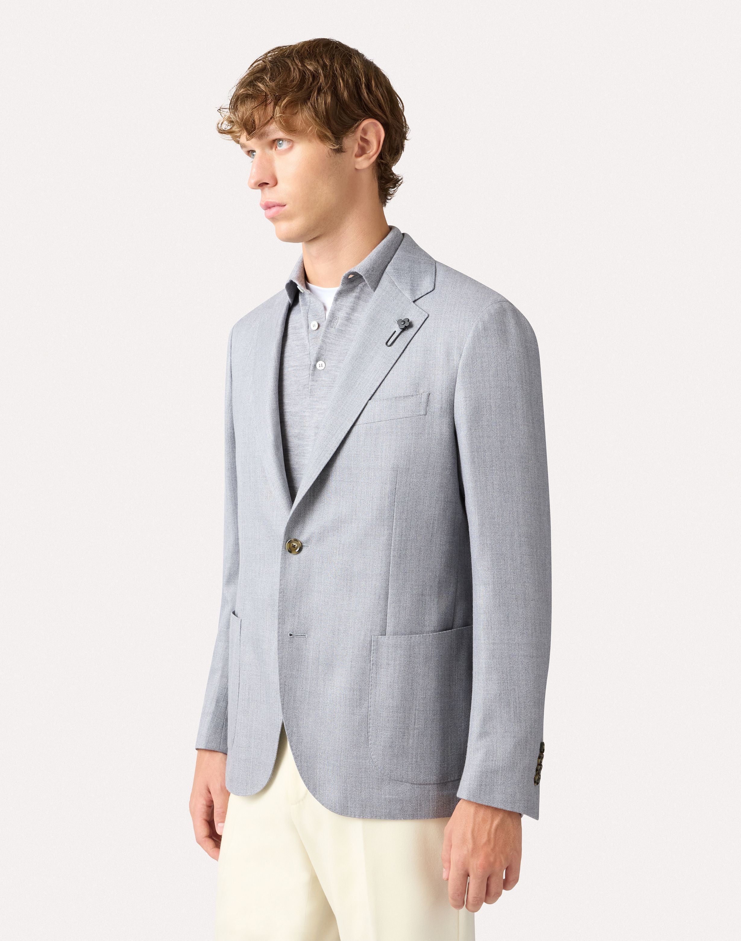 Grey single-breasted jacket in wool, cashmere, and silk GREY Lardini 4