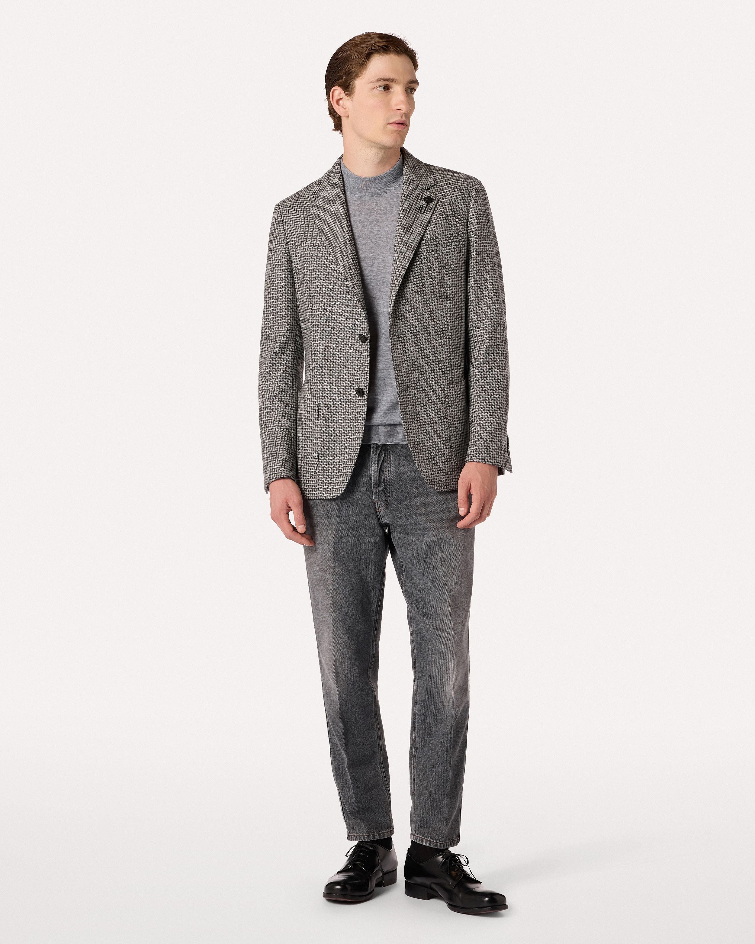 Giacca monopetto grigia in twill di lana e cashmere GREY/BEIGE Lardini 2