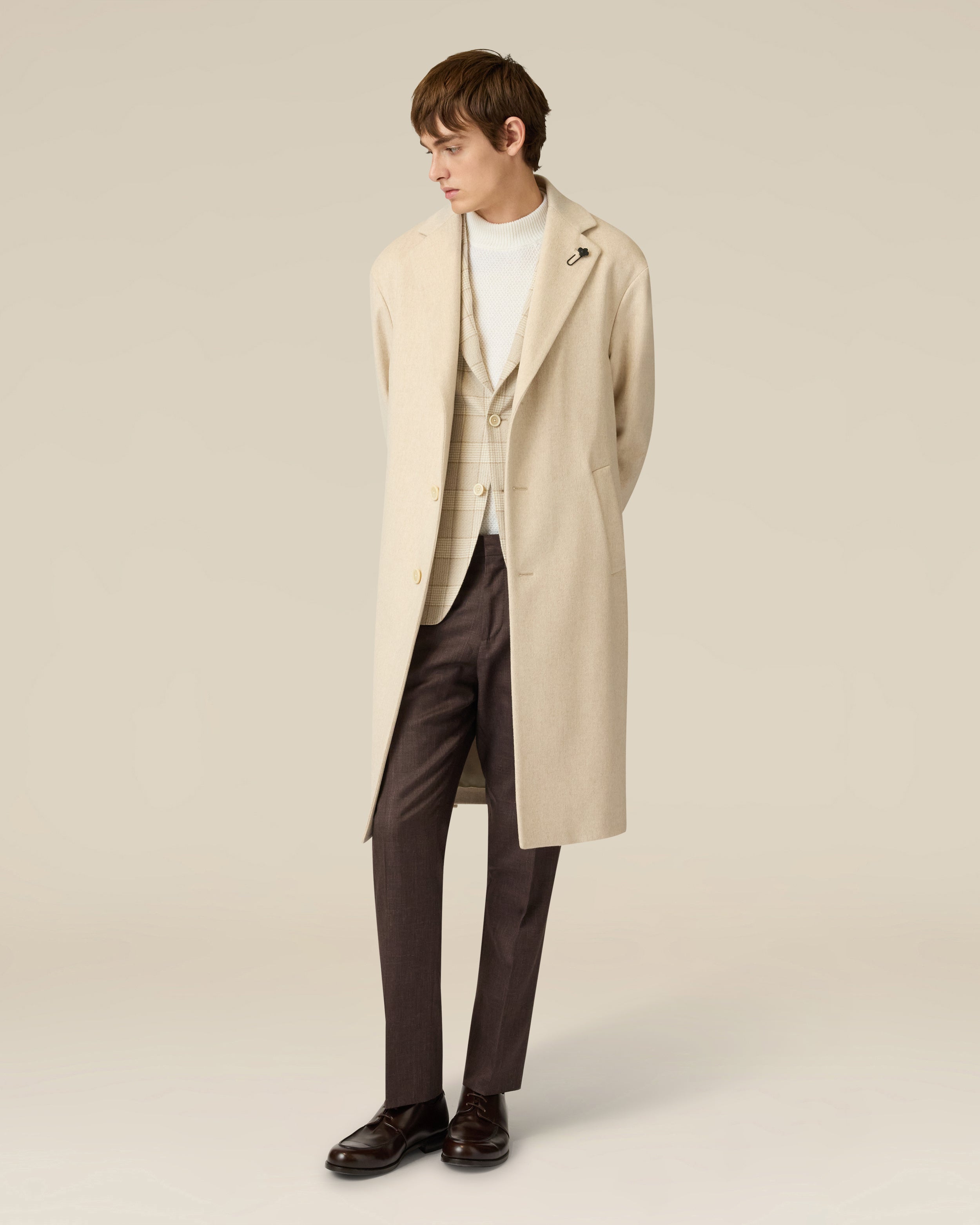 Single-breasted jacket in wool and silk; cream and beige CREAM/BEIGE Lardini 2