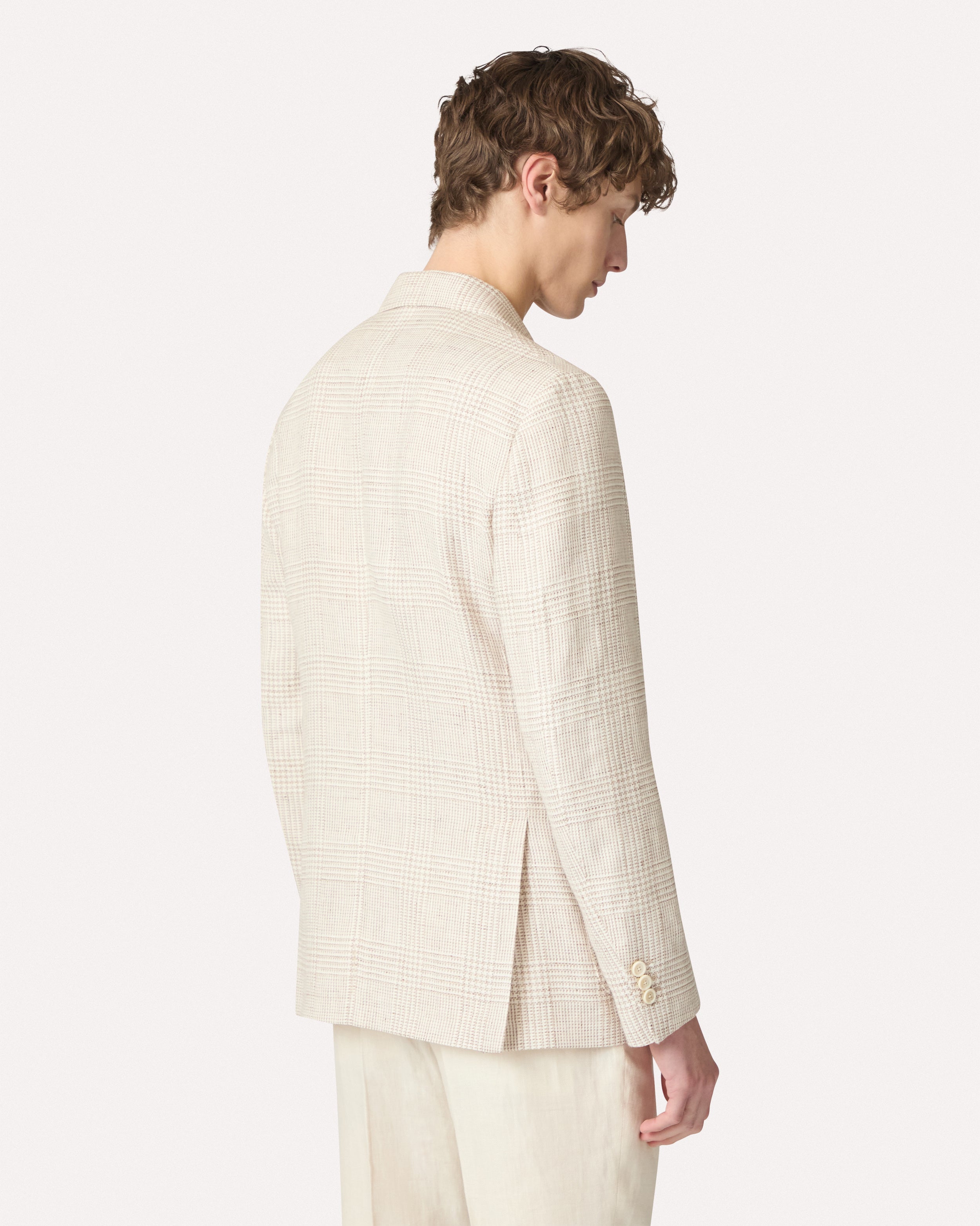 Cream single-breasted jacket in linen and cotton WHITE Lardini 5
