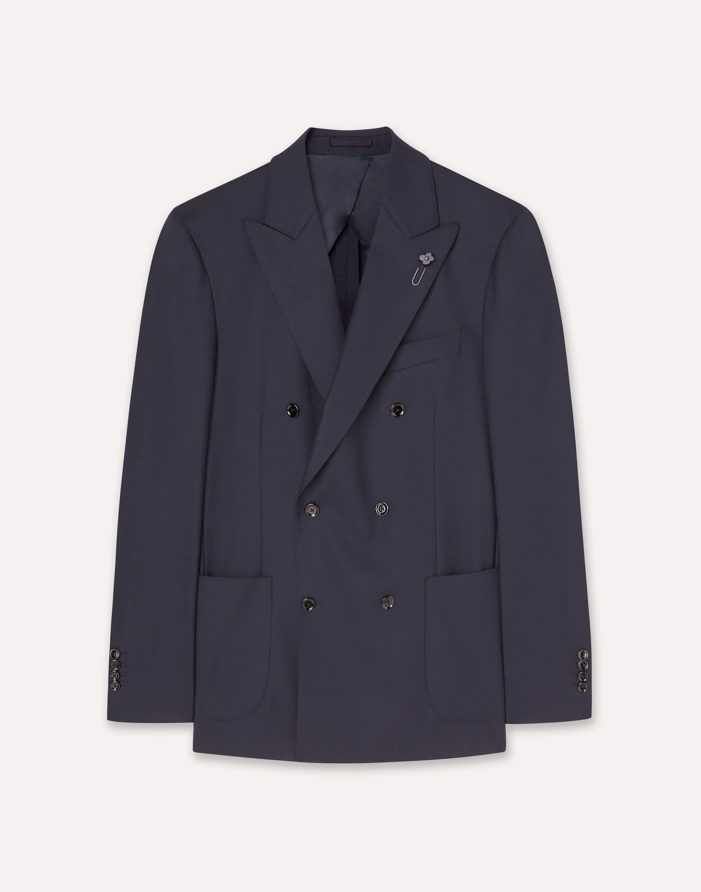 Blue single-breasted jacket in extra-fine wool and silk BLUE Lardini 1