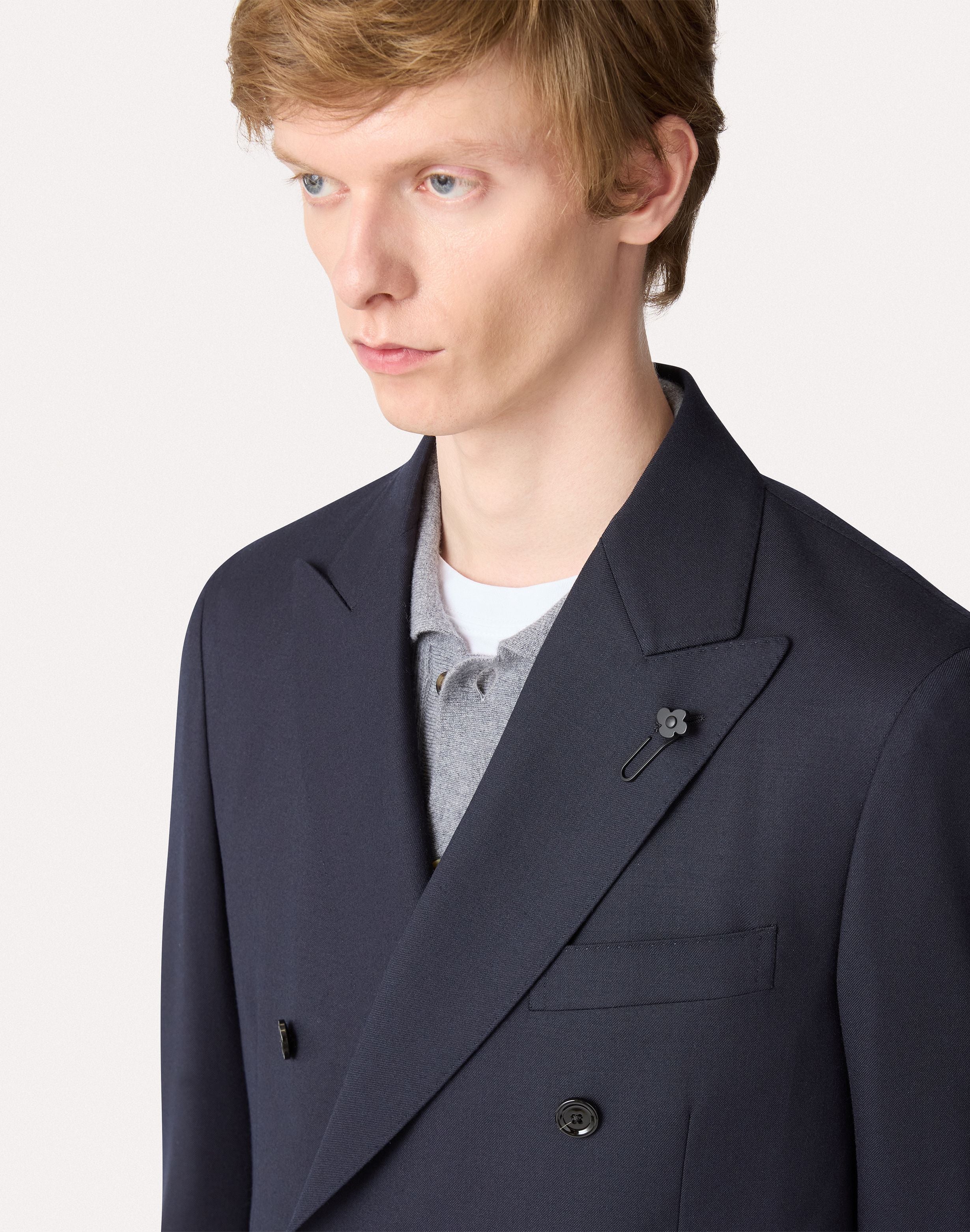 Blue single-breasted jacket in extra-fine wool and silk BLUE Lardini 3