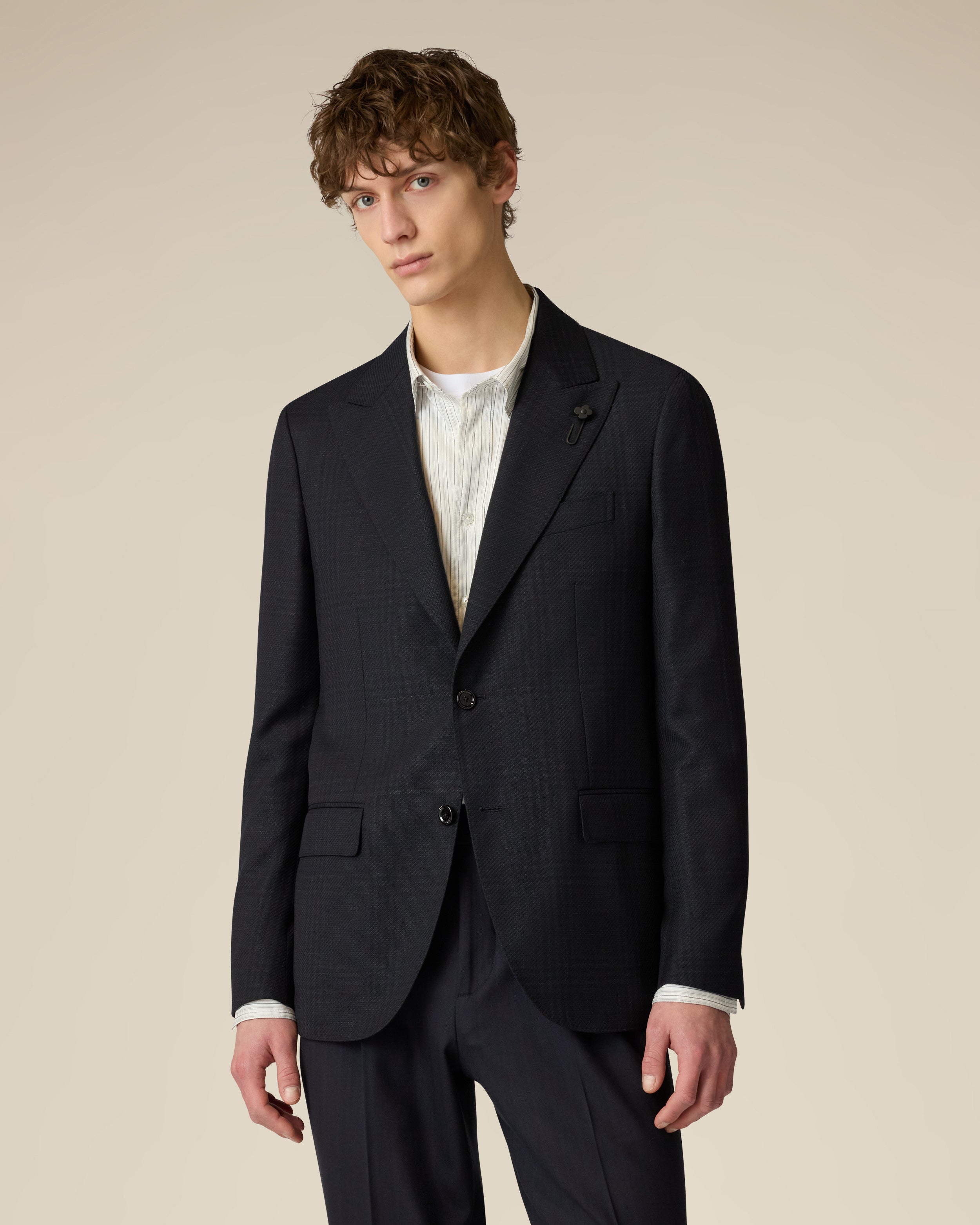 Single-breasted wool jacket in blue BLUE Lardini 4