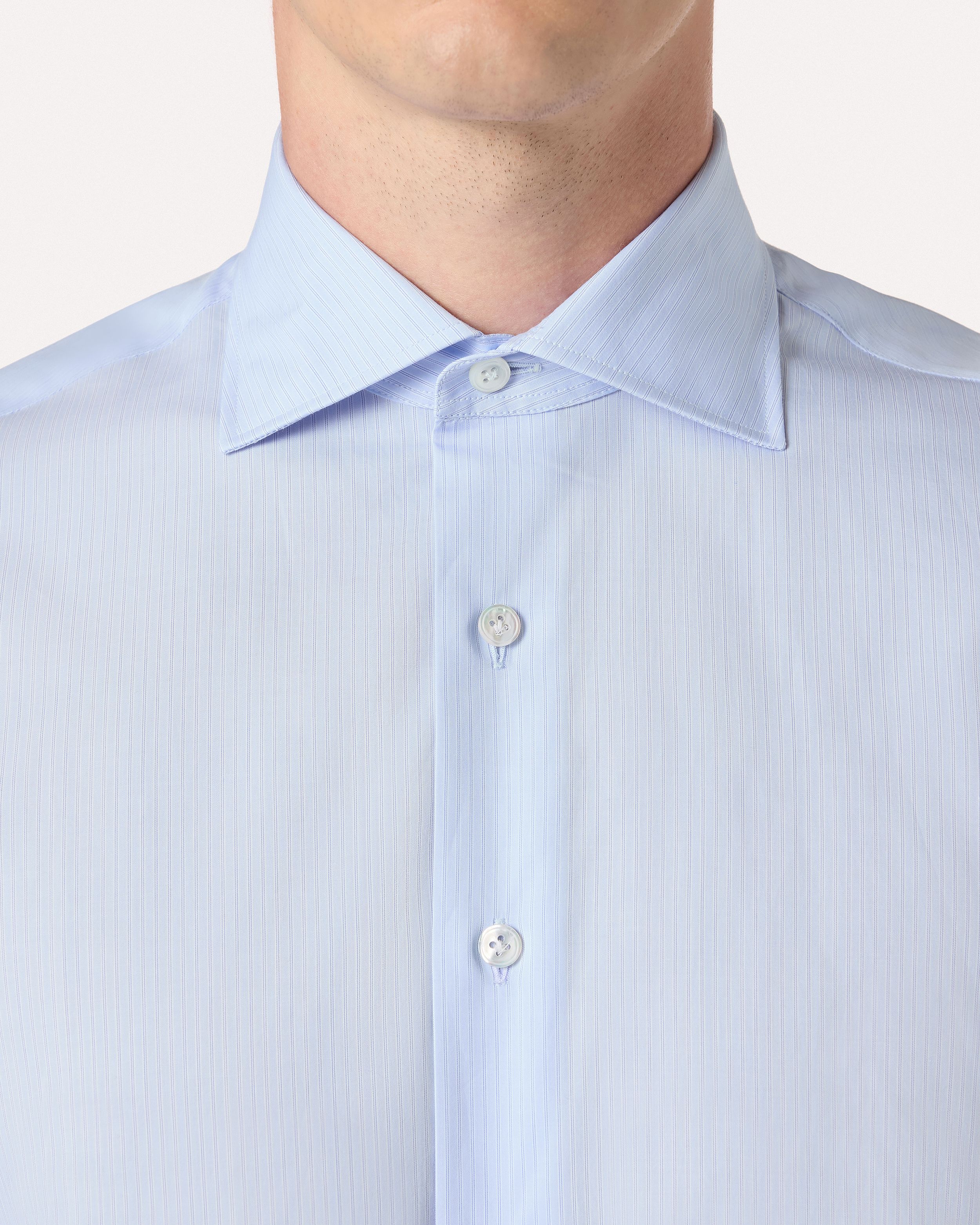 Camicia classica azzurra, bianca e blu in popeline di cotone a righe LIGHT BLUE/WHITE/BLU Lardini 3
