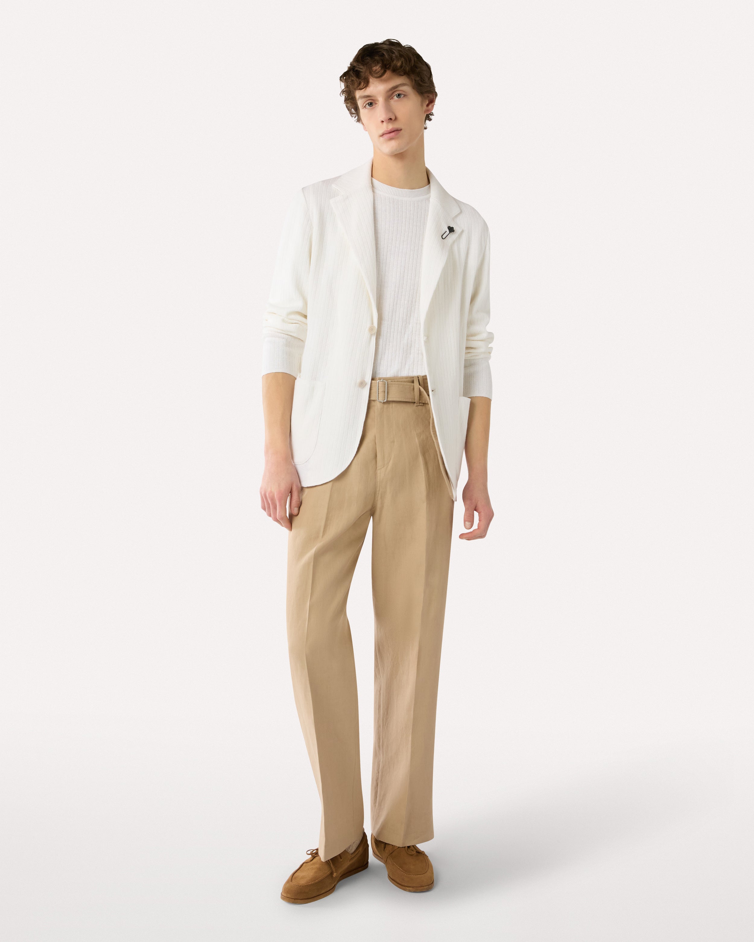 Giacca monopetto in maglia bianca WHITE Lardini 2