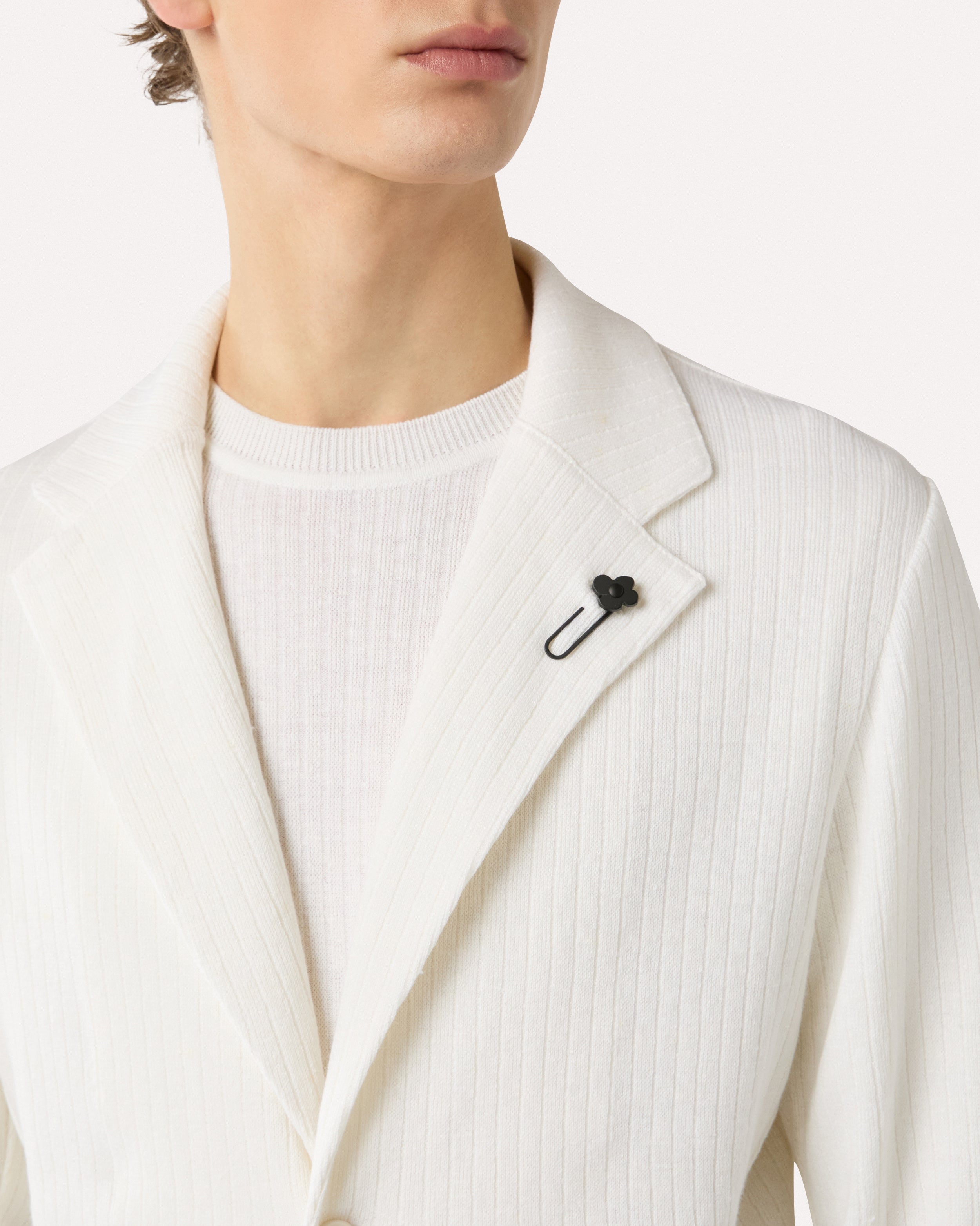 Giacca monopetto in maglia bianca WHITE Lardini 3