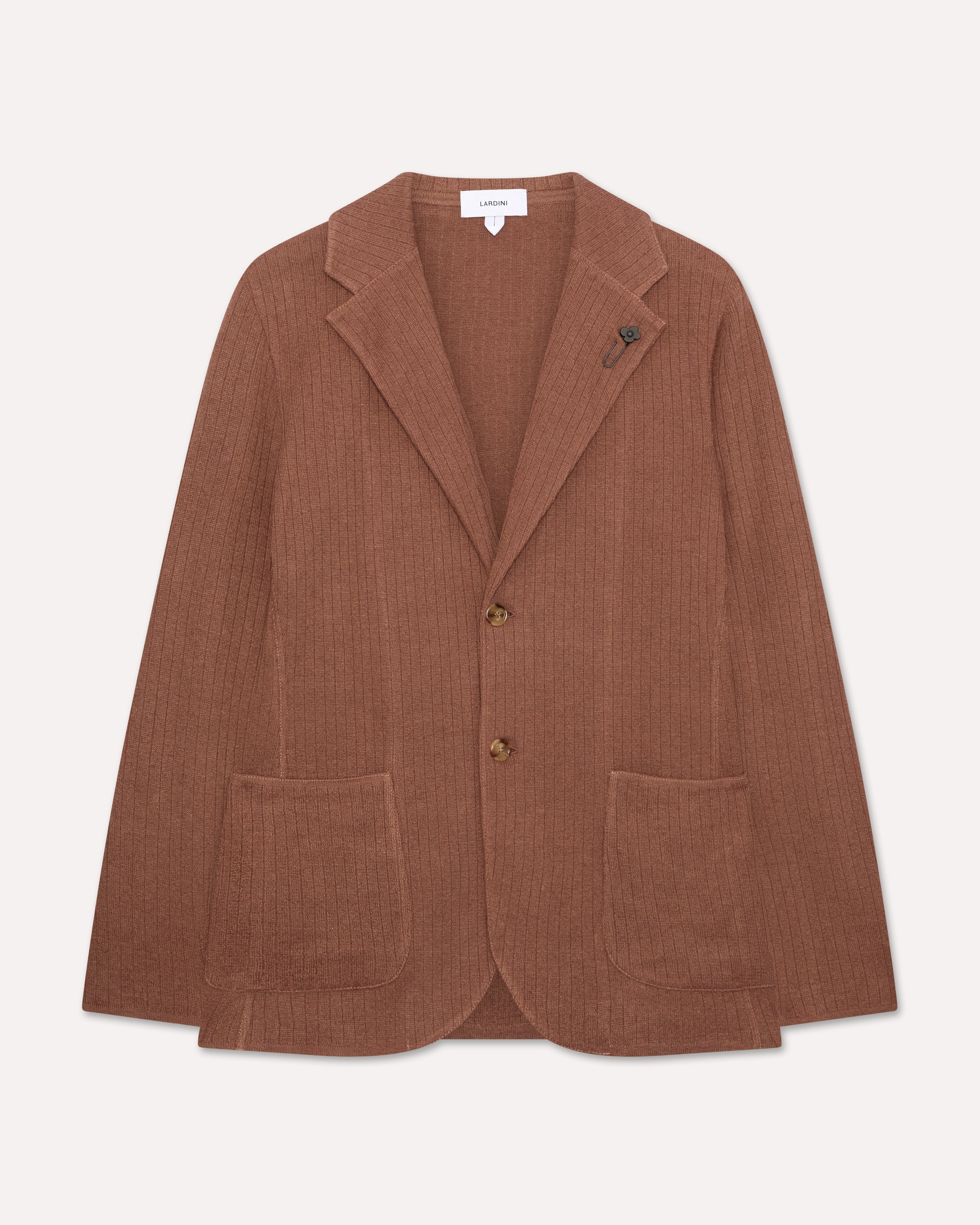 Giacca monopetto in maglia marrone BROWN/RUST Lardini 1