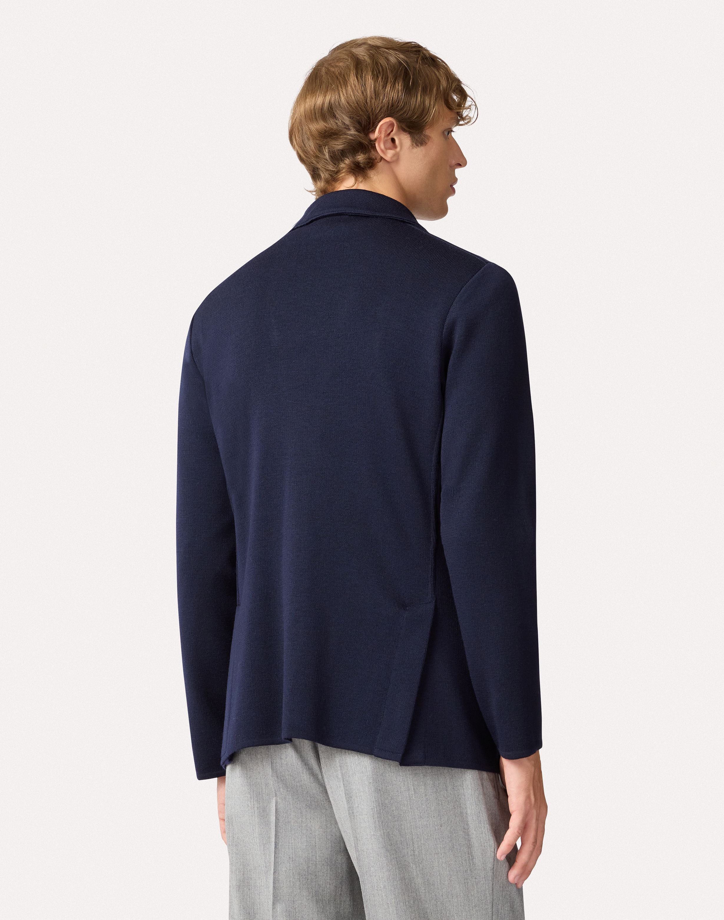 Giacca monopetto in maglia blu BLUE Lardini 5