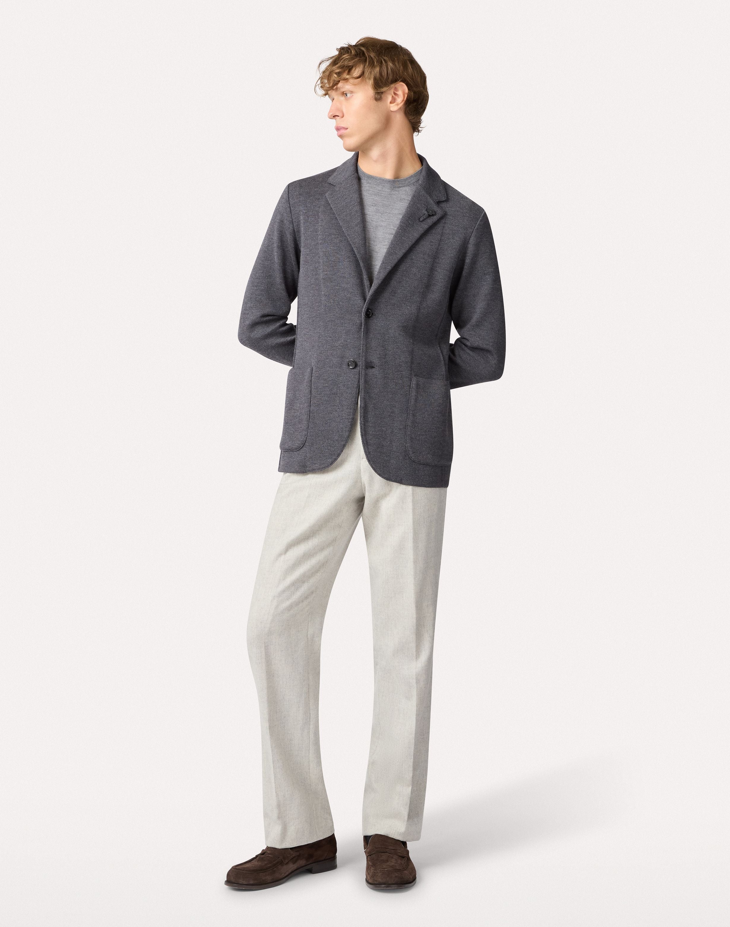 Veste en maille à simple boutonnage couleur anthracite GREY Lardini 2