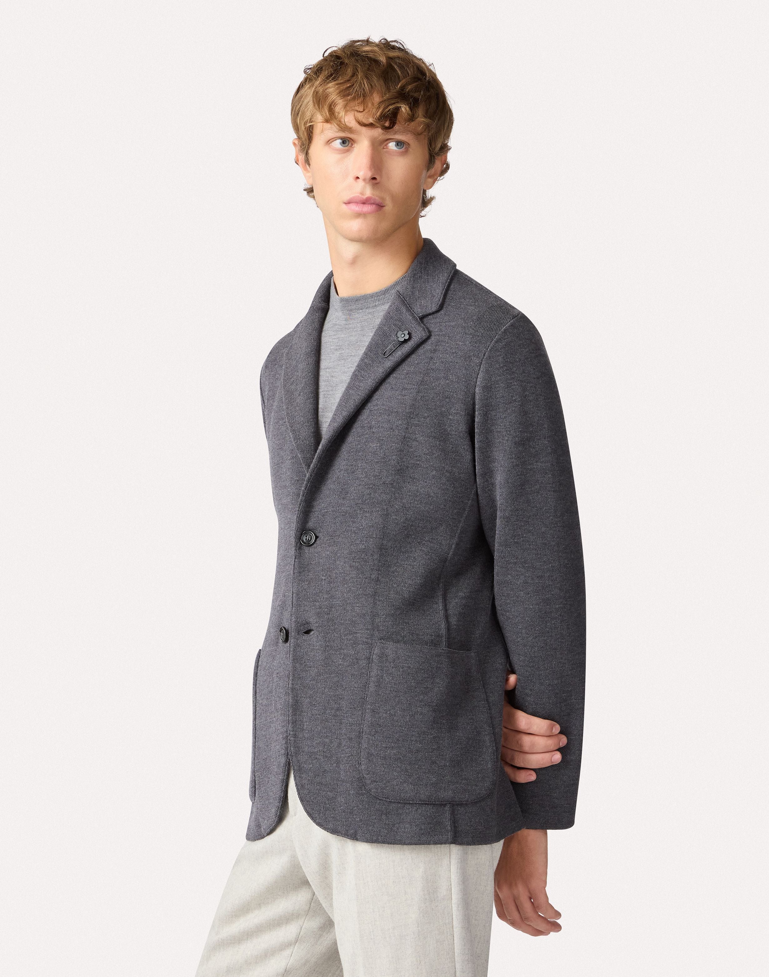 Veste en maille à simple boutonnage couleur anthracite GREY Lardini 4