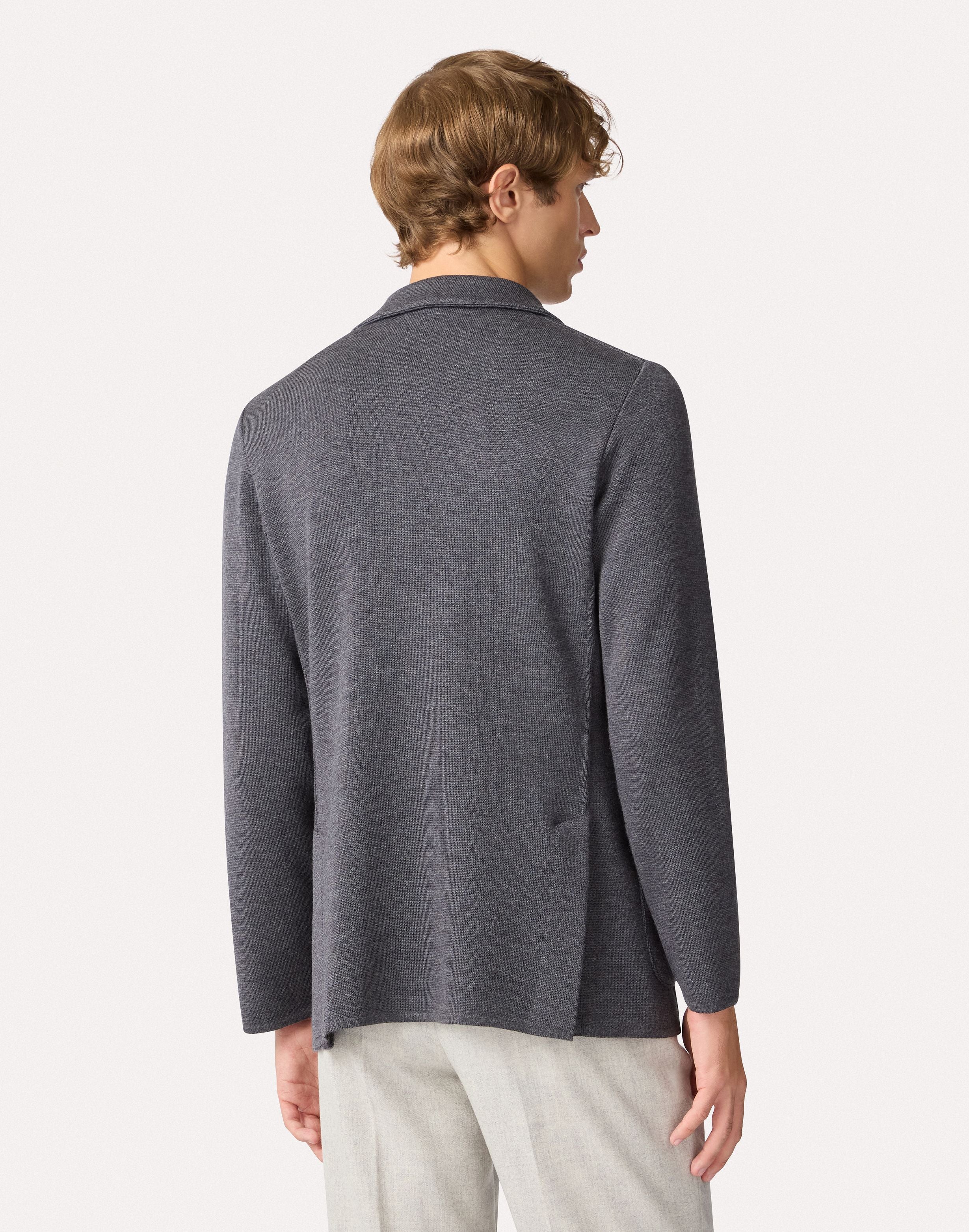 Veste en maille à simple boutonnage couleur anthracite GREY Lardini 5
