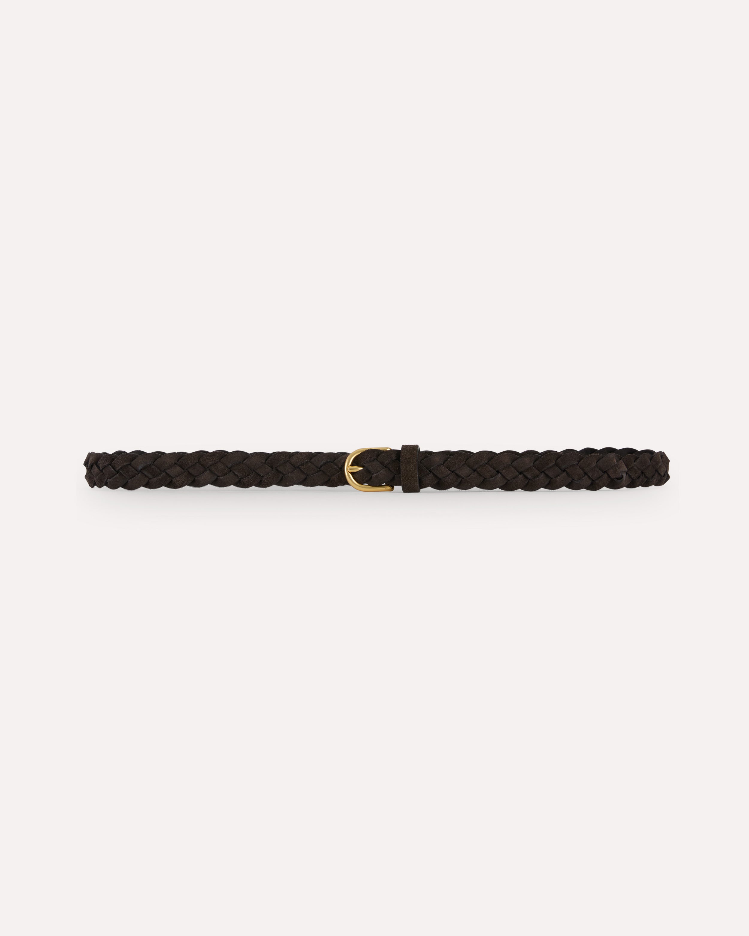 Brown braided calfskin leather belt BROWN Lardini 1