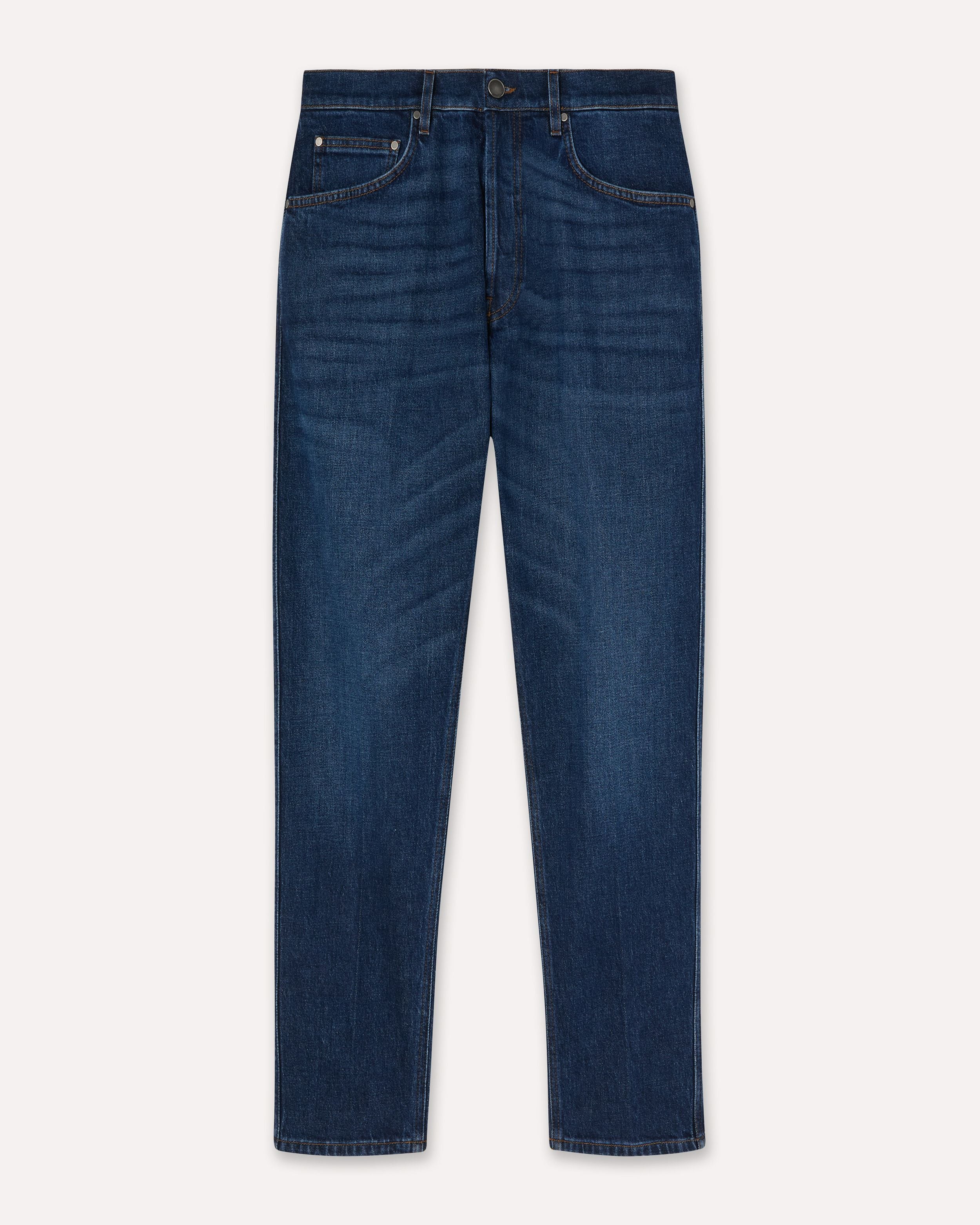 Jean denim bleu foncé à ourlet net BLUE Lardini 1