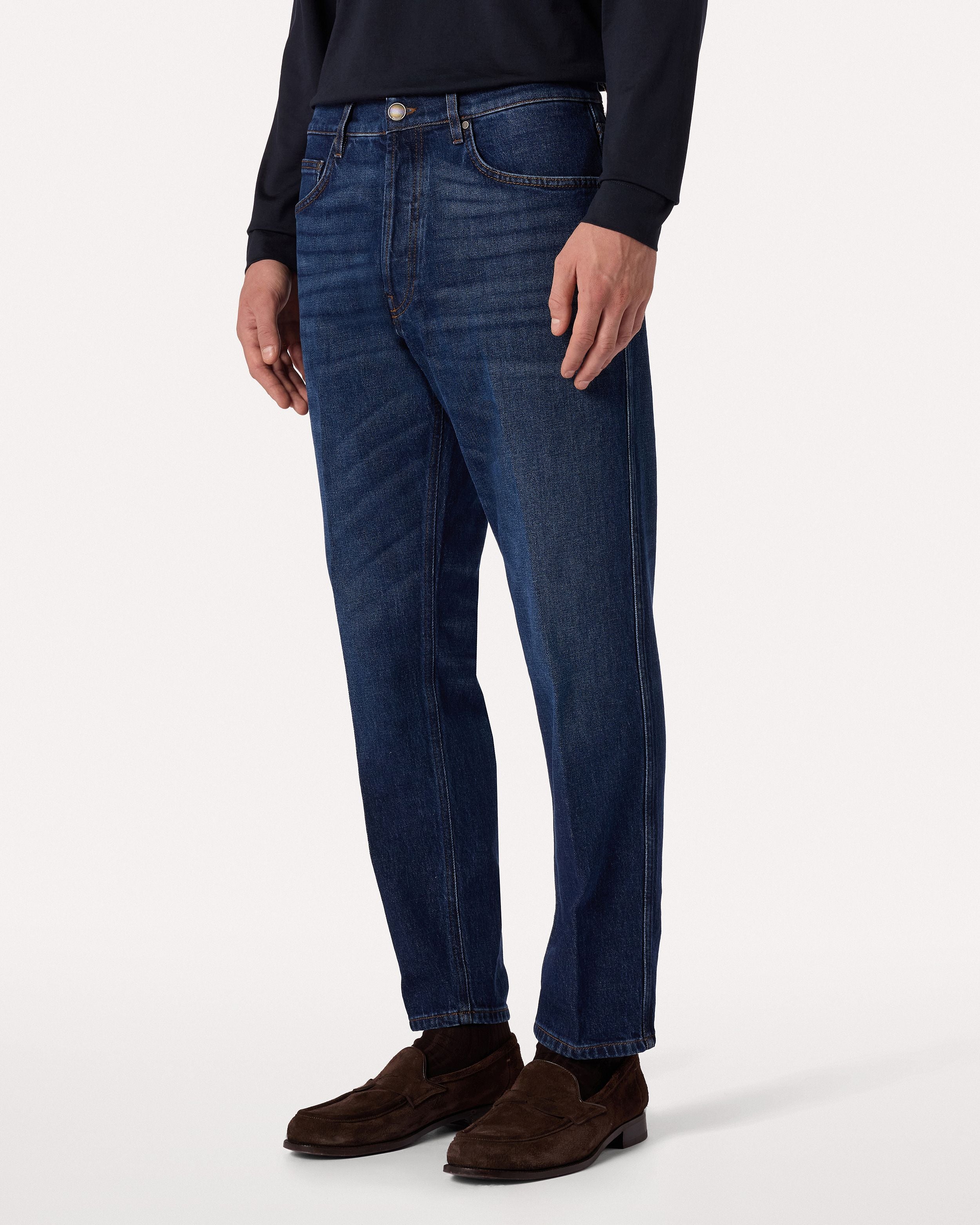 Jean denim bleu foncé à ourlet net BLUE Lardini 4