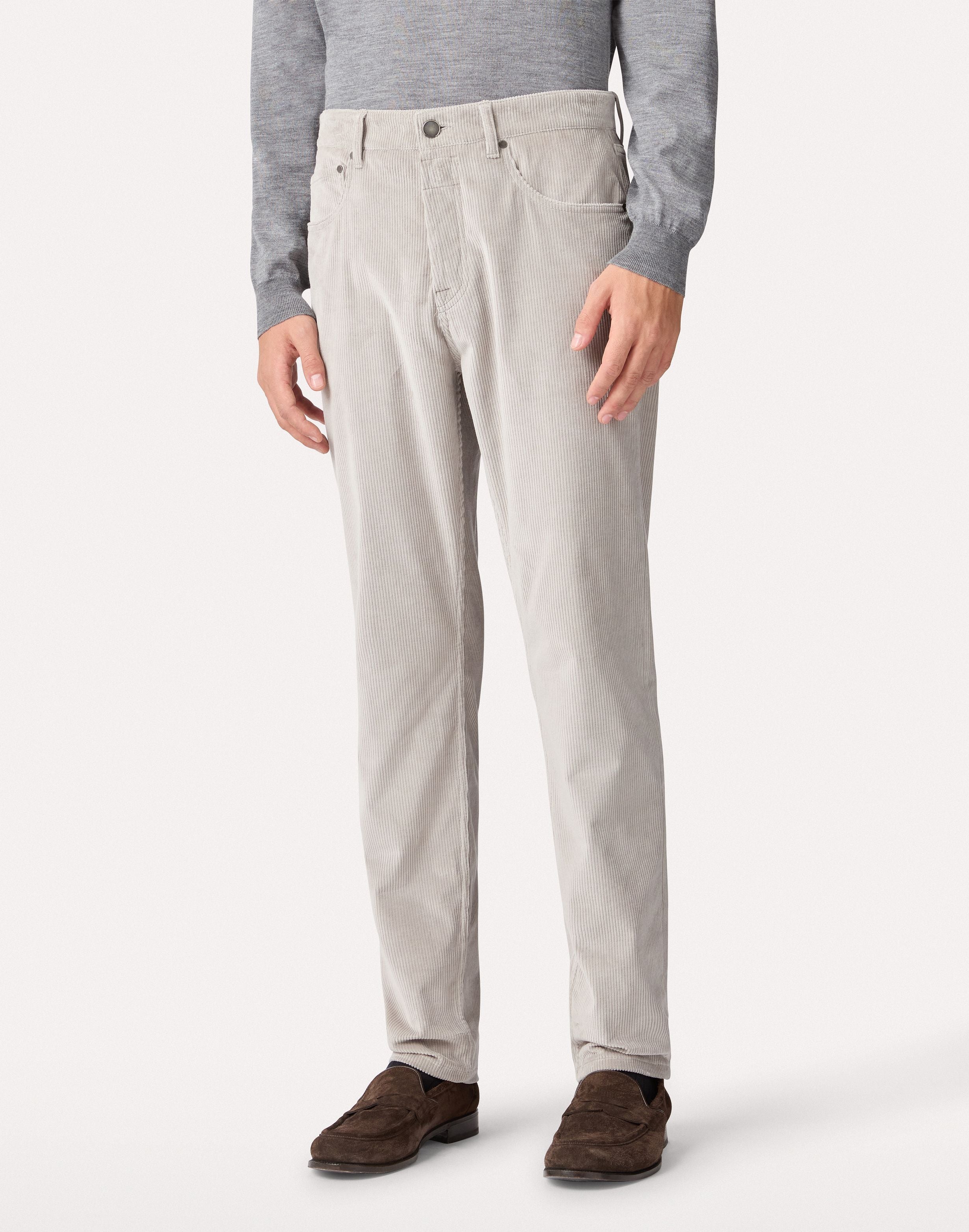 Pantalone 5 tasche grigio in velluto stretch GREY Lardini 4