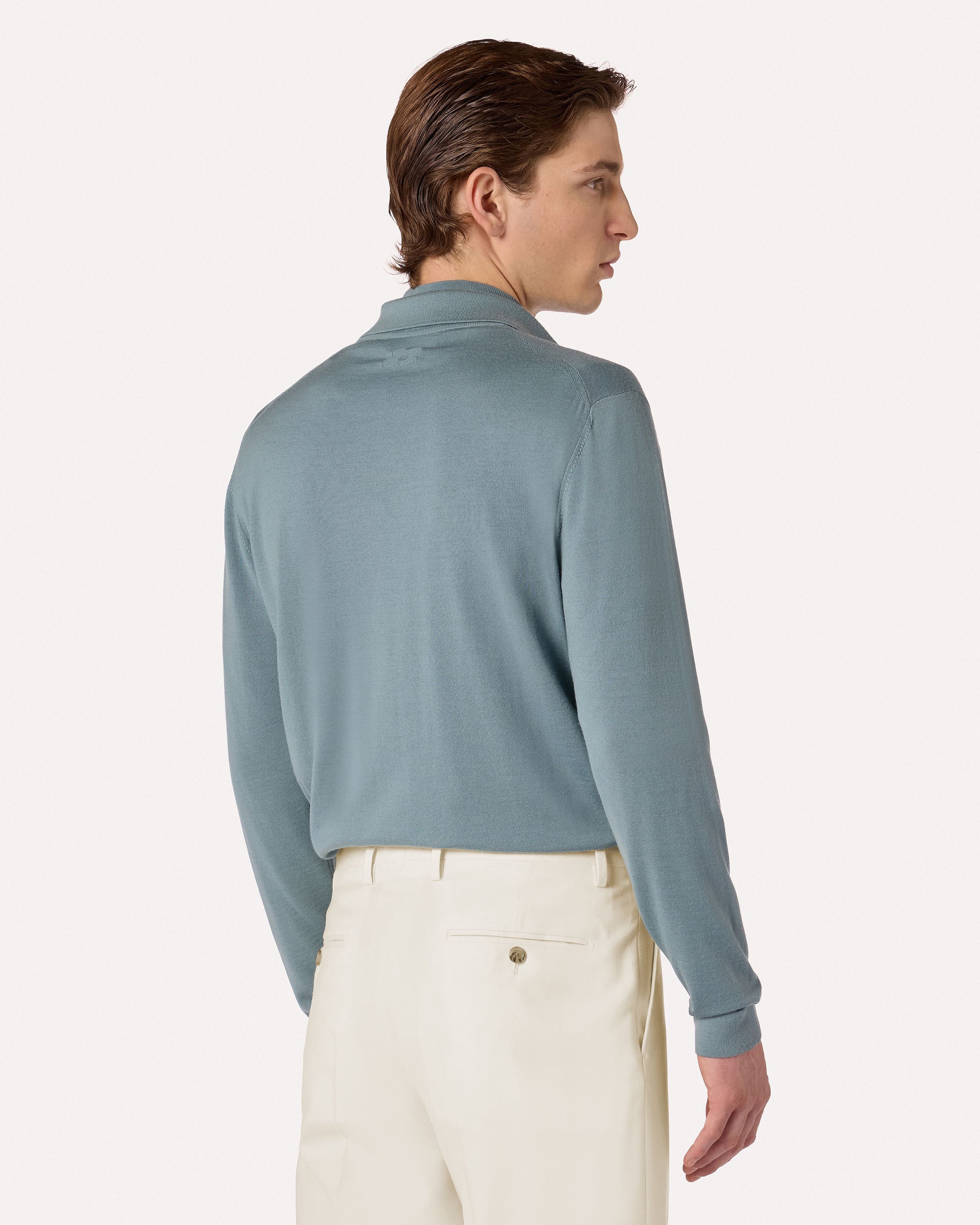 Aqua green merino wool knit shirt WATER GREEN Lardini 5