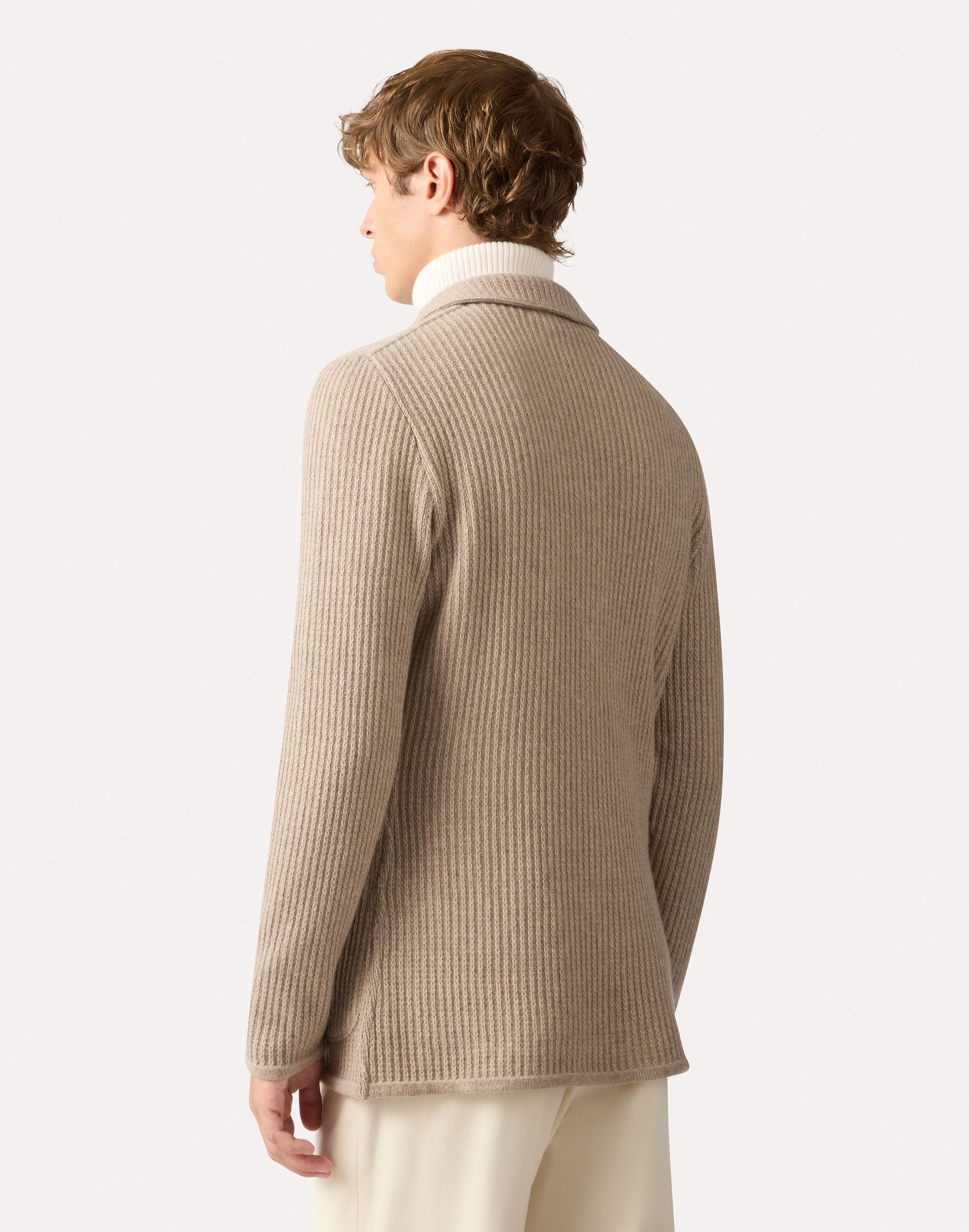 Giacca in maglia nocciola in cashmere HAZELNUT Lardini 5
