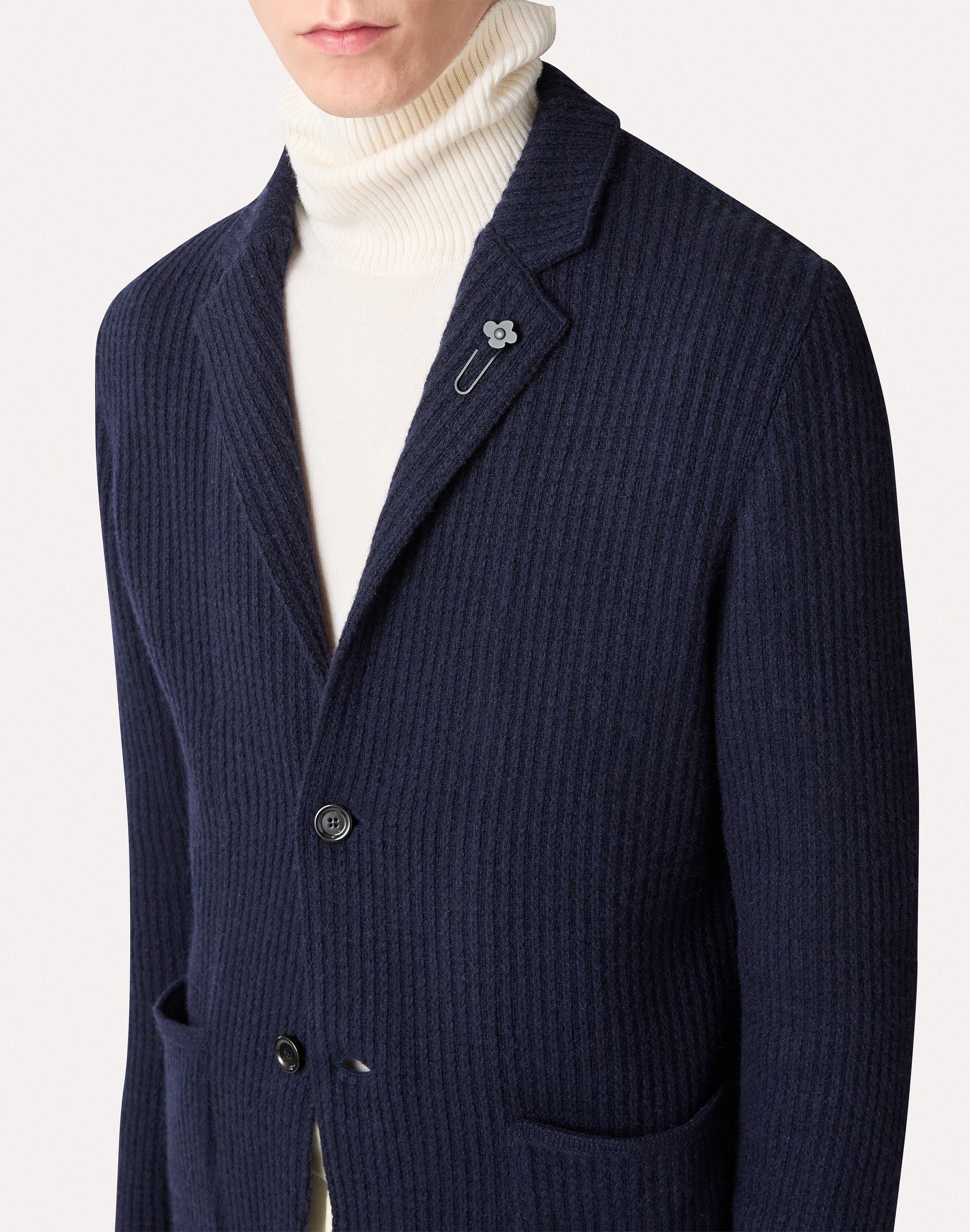 Veste en maille bleue en cachemire BLUE Lardini 3
