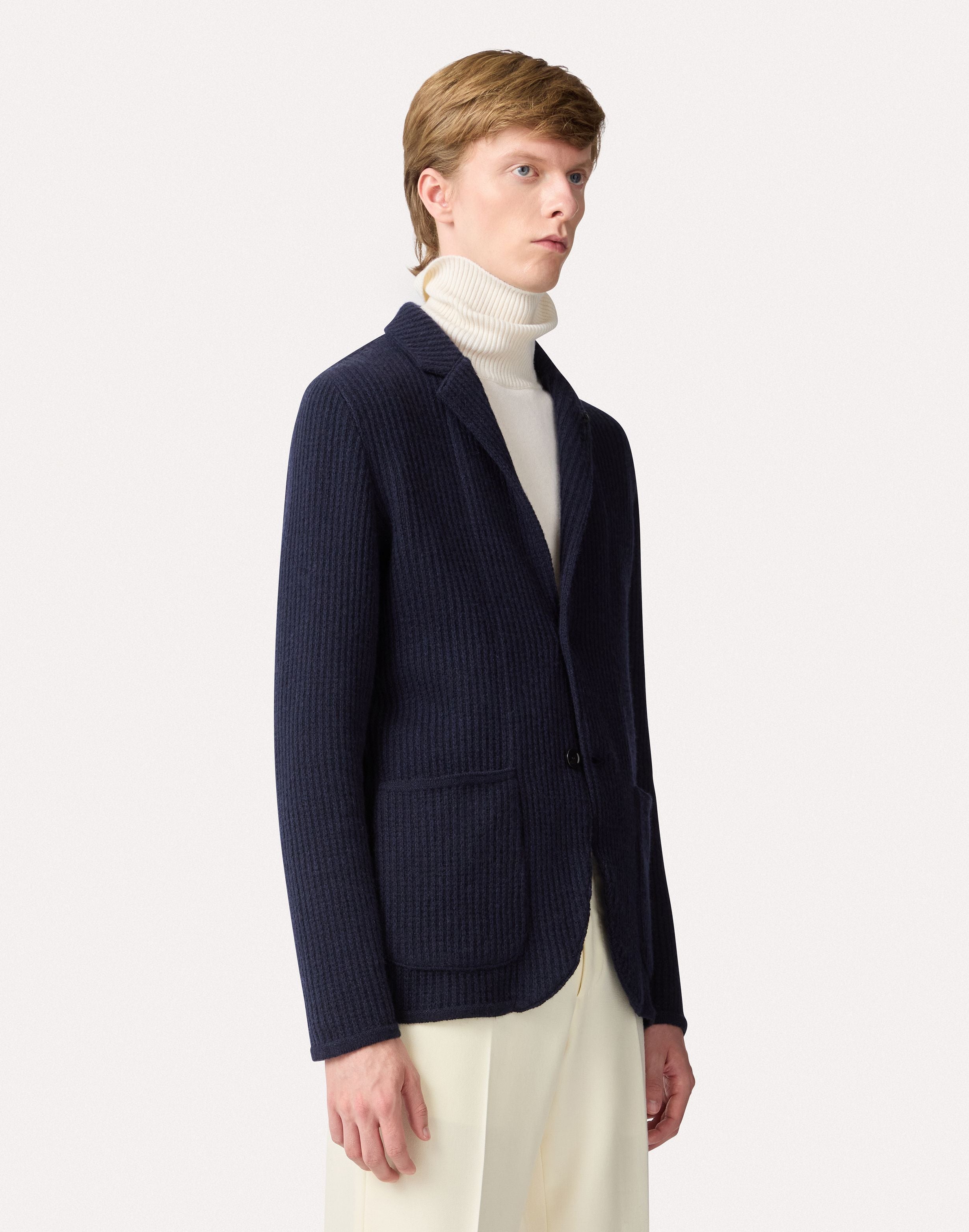 Veste en maille bleue en cachemire BLUE Lardini 4