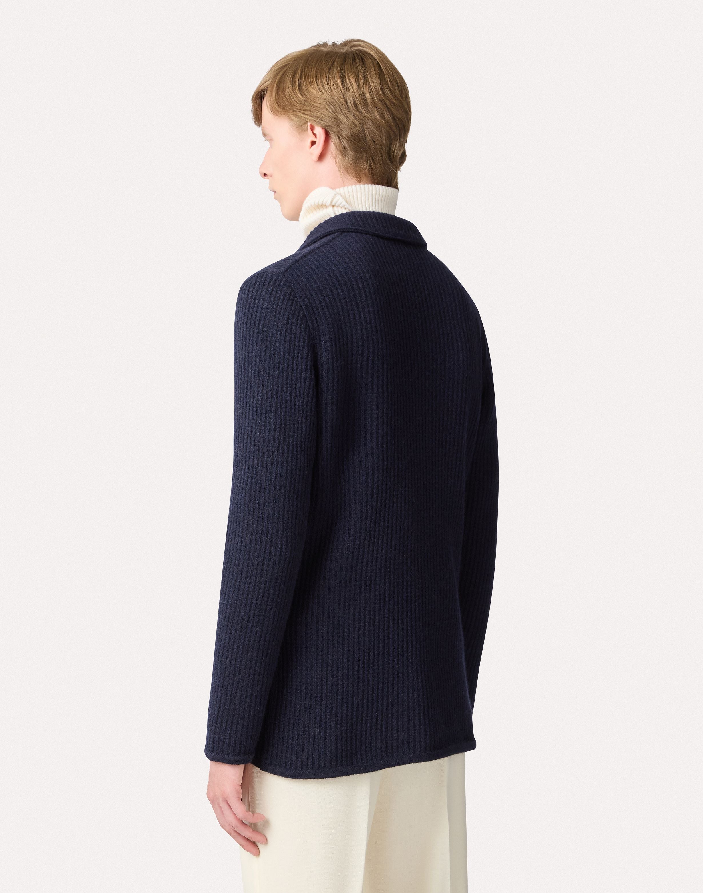 Veste en maille bleue en cachemire BLUE Lardini 5