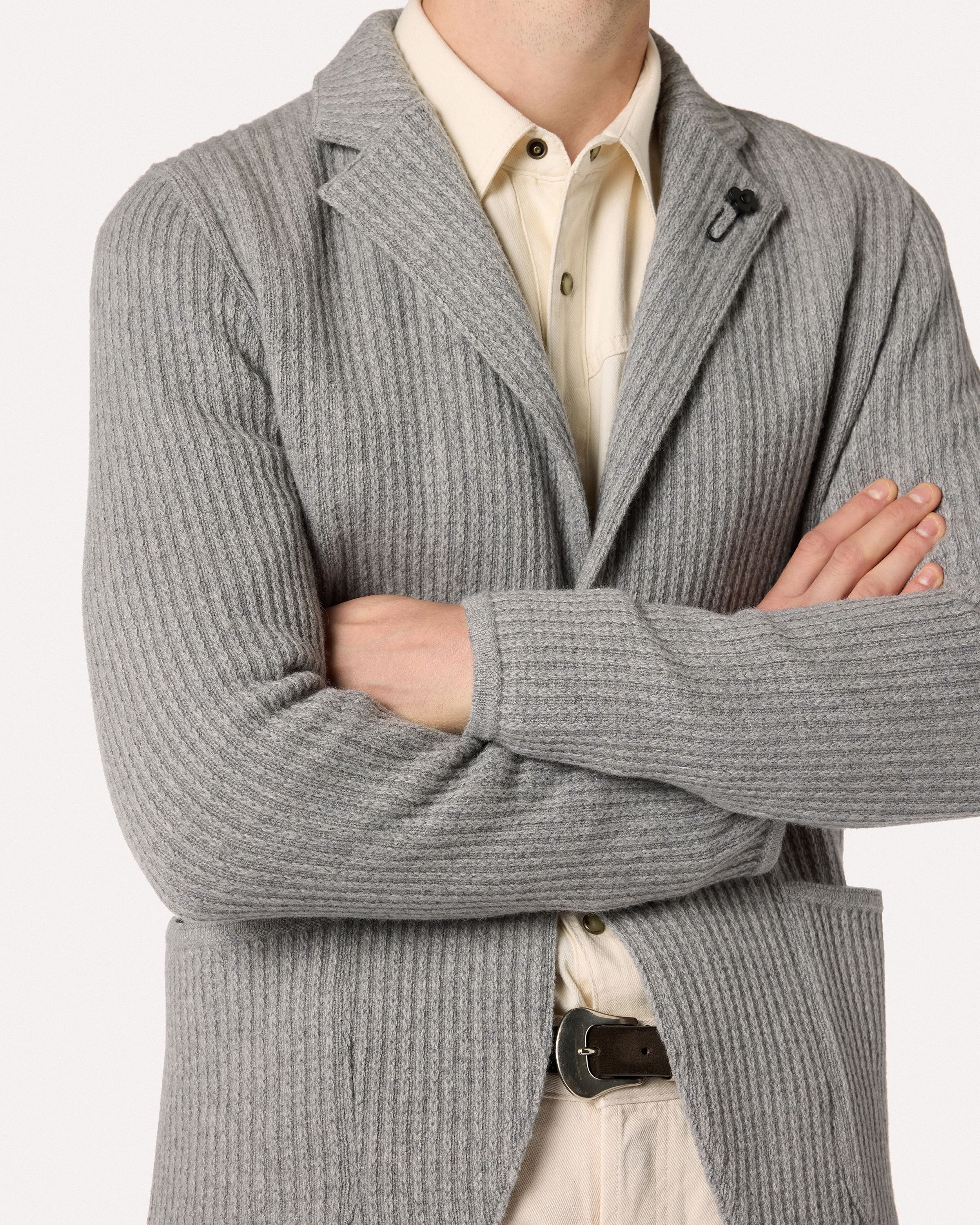 Giacca in maglia grigia in cashmere GREY Lardini 3