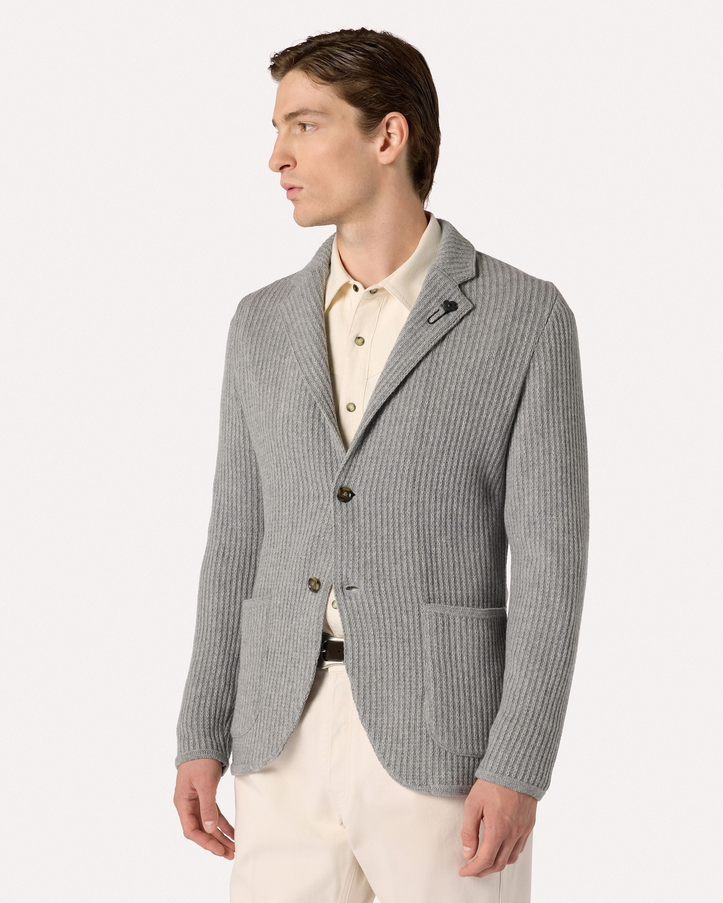 Giacca in maglia grigia in cashmere GREY Lardini 4