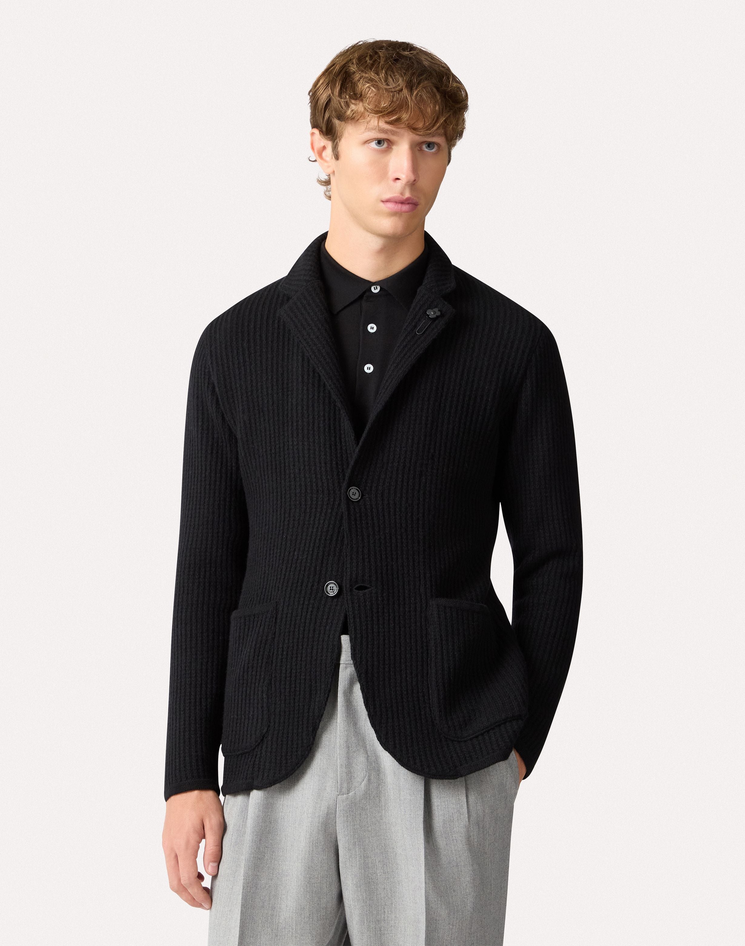 Veste en maille noire en cachemire BLACK Lardini 4