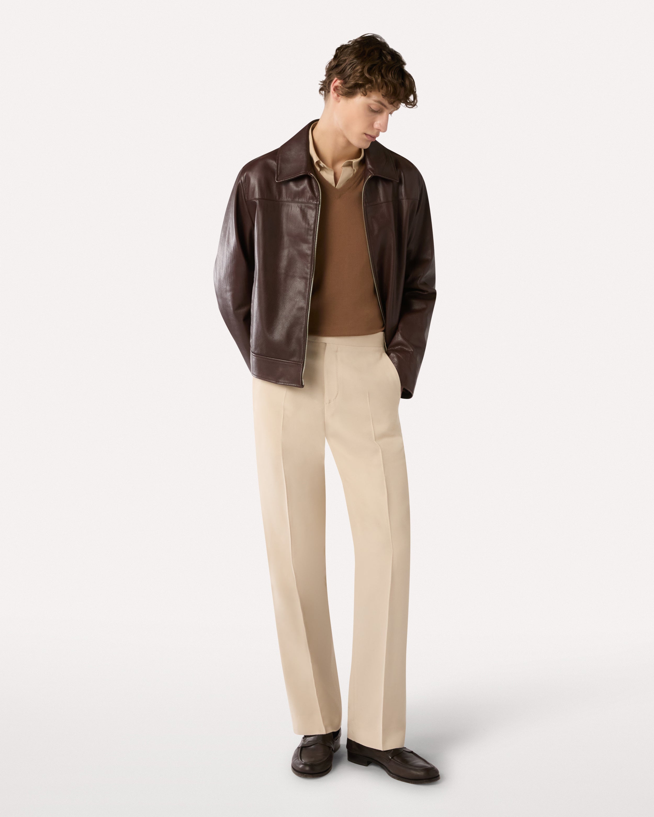 Maglia con scollo a V marrone BROWN/RUST Lardini 2