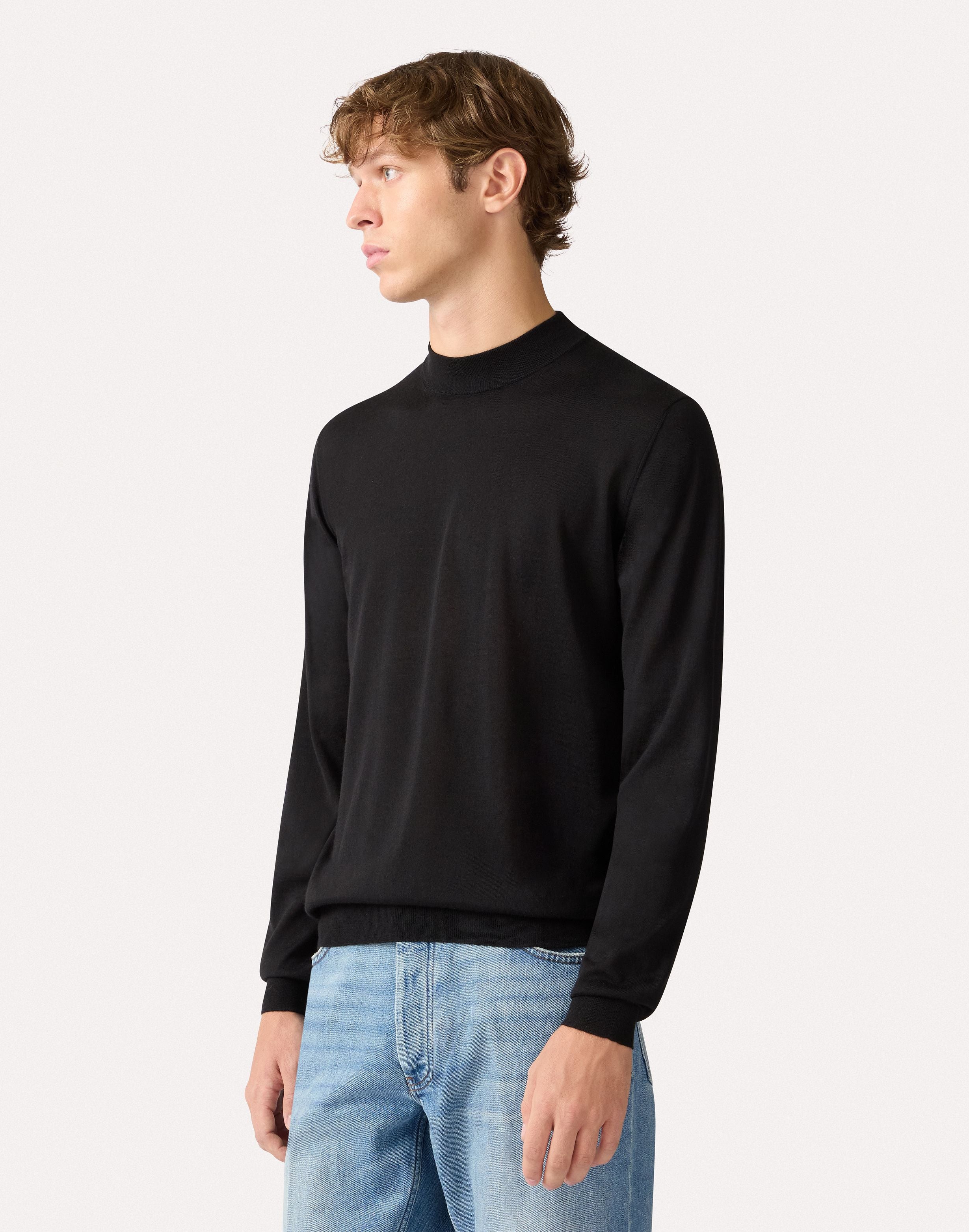 Black turtleneck in wool, silk, and cashmere BLACK Lardini 4
